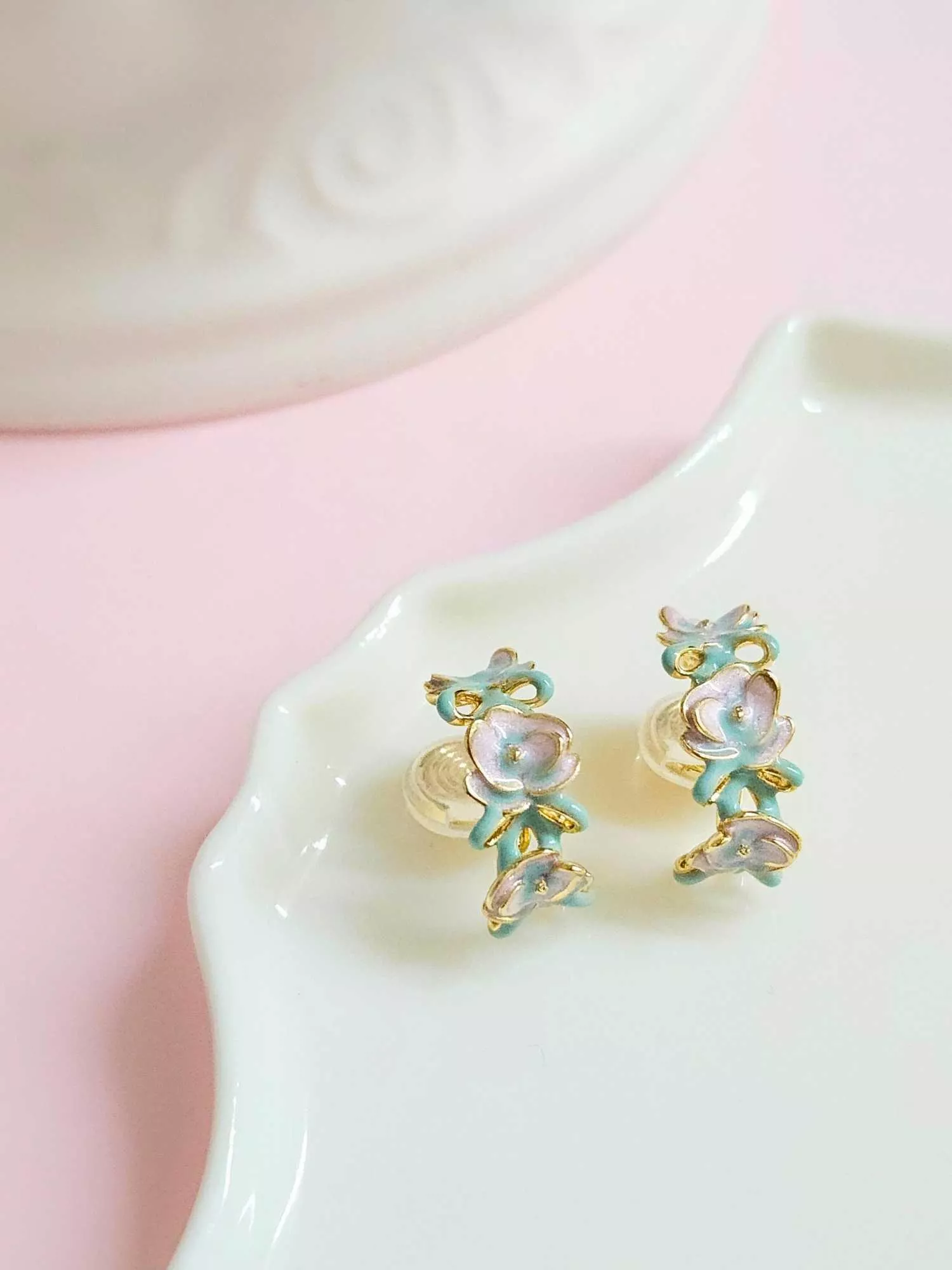 莫內花園復古耳夾/耳針｜文藝氣息・溫柔包覆的古典美學