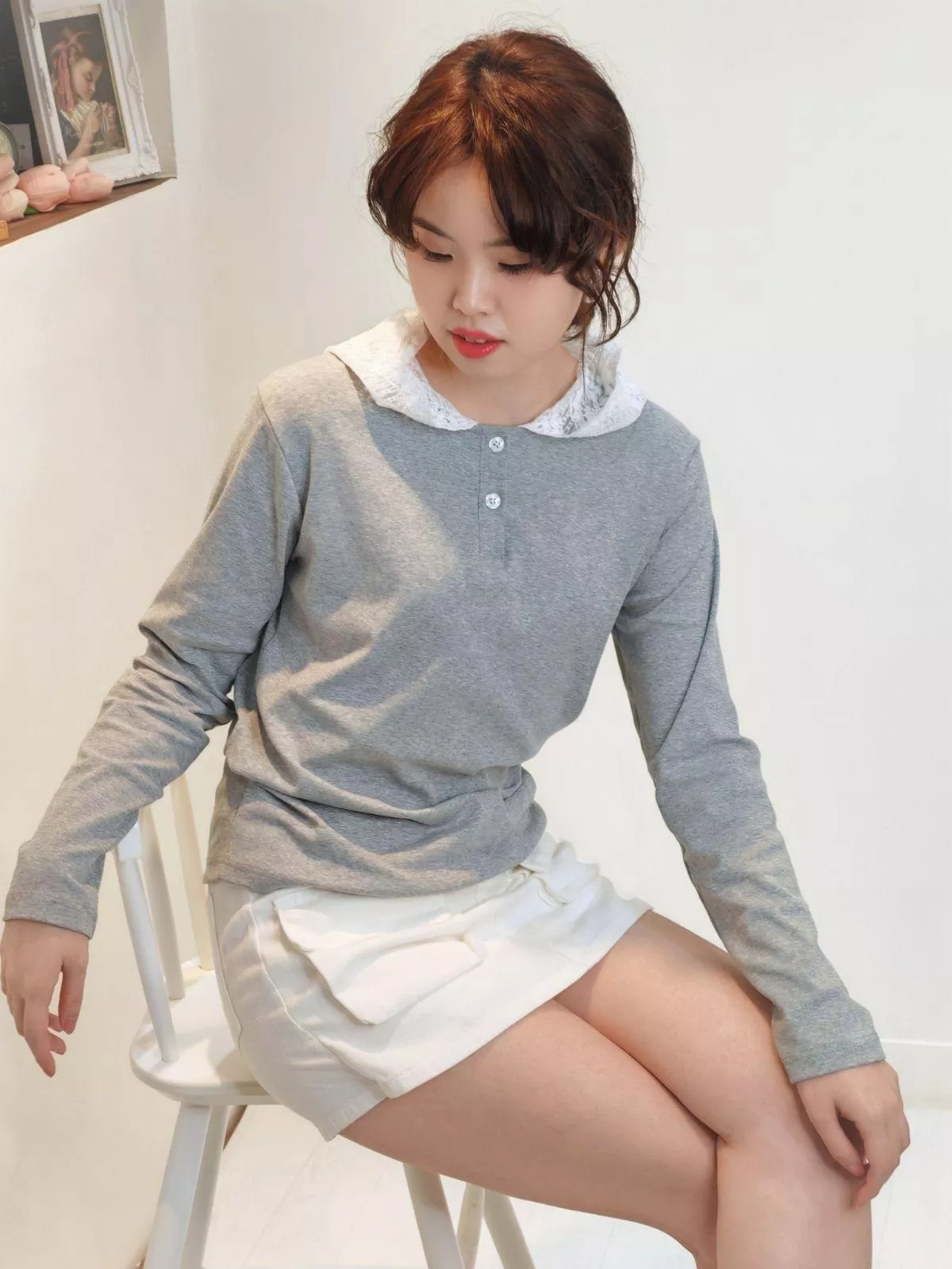 休閒也可以很甜美 |《午後綴光》蕾絲連帽針織上衣