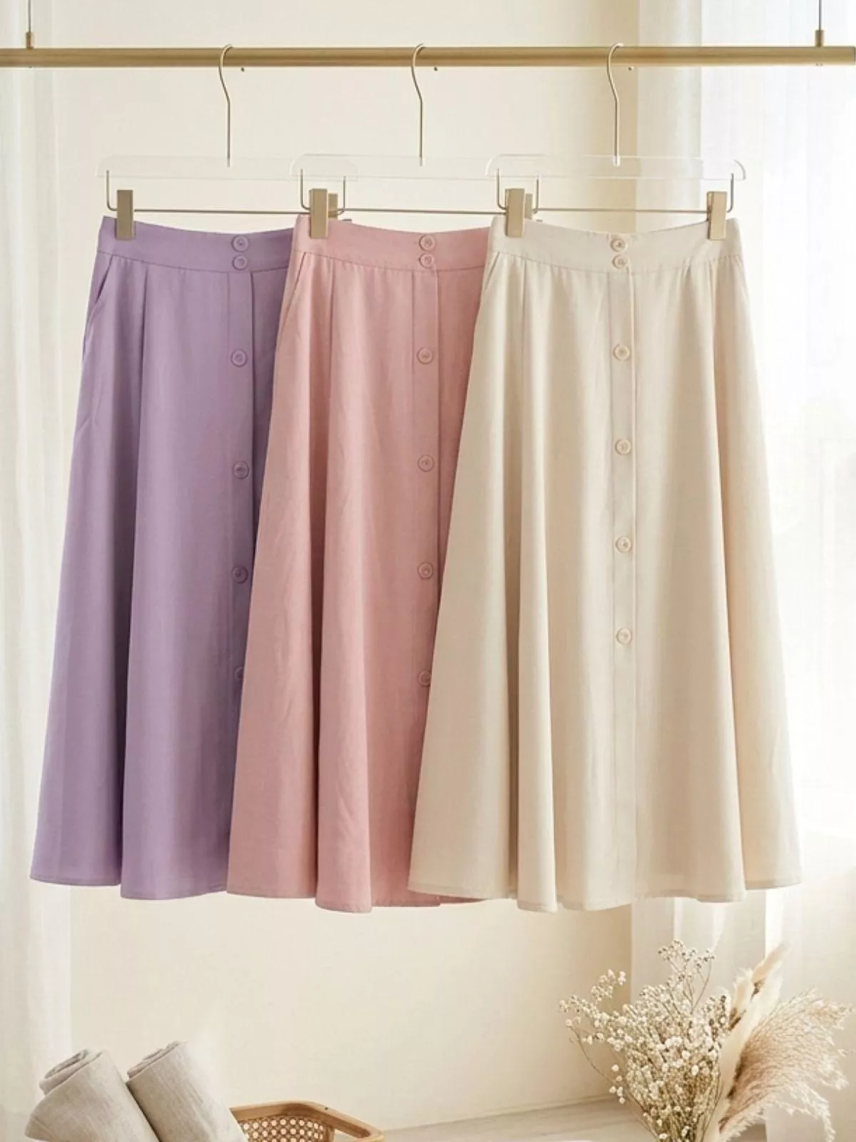 粉嫩仙女感 | 《蜜釀花柔》半身裙 (紫.杏.粉色)