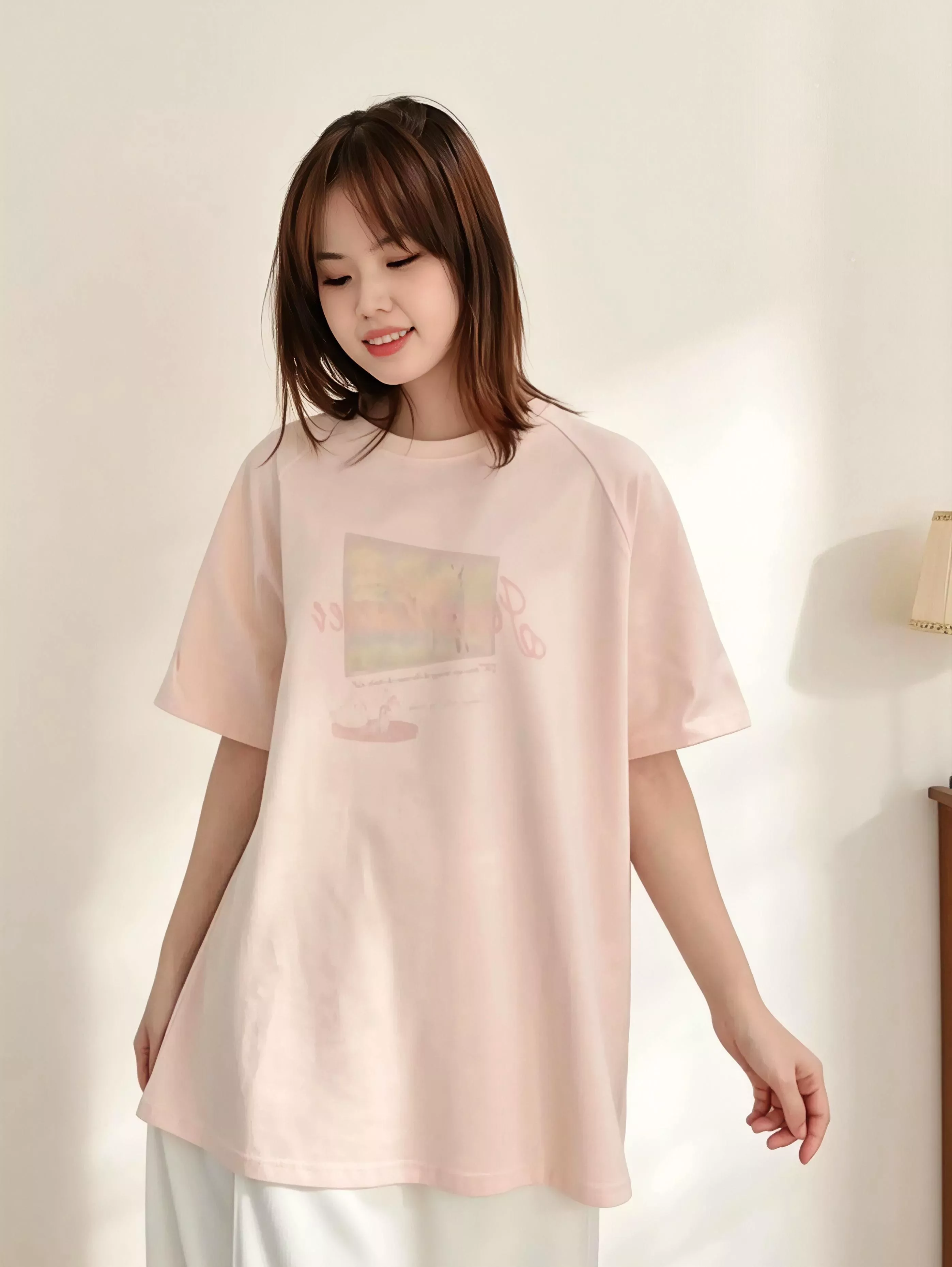 玫瑰杏仁糖．圓領短袖印花T恤 (XL~2XL)