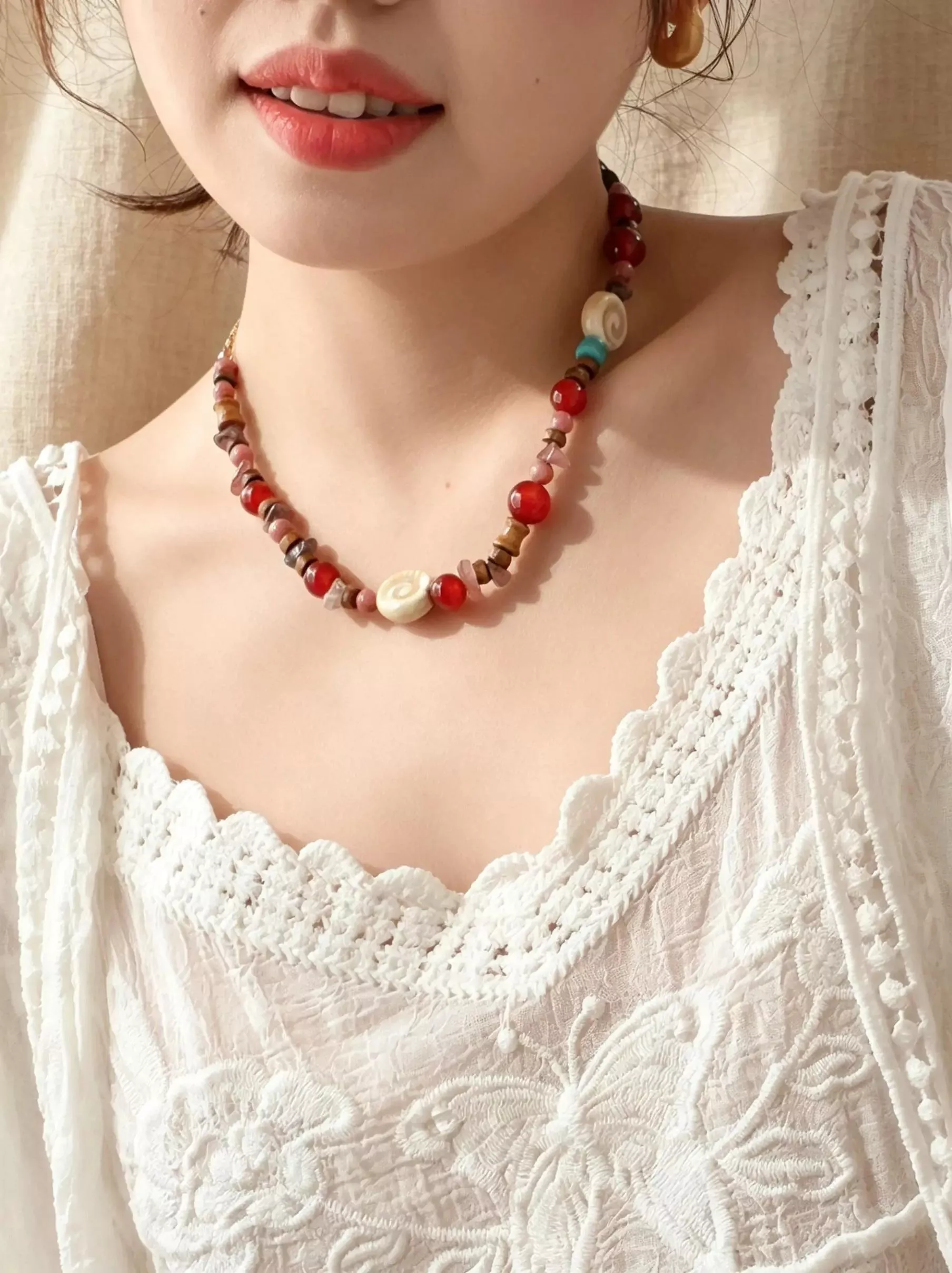度假氛圍感 |《螺旋祝福》彩珠貝殼項鍊