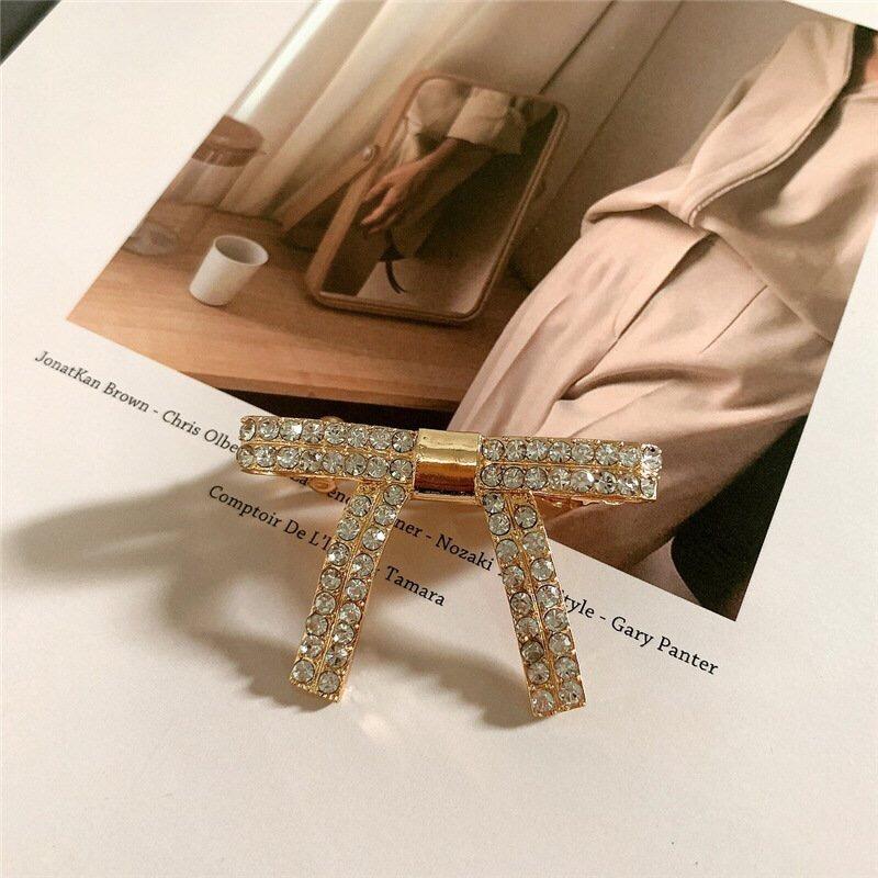 blingbling 唯美少女心鑲鑽甜美蝴蝶結彈簧夾閃亮時尚百搭水鑽髮夾