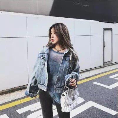 《MB高品質》時尚bf風蝙蝠袖流蘇短版夾克外套寬鬆毛邊牛仔外套