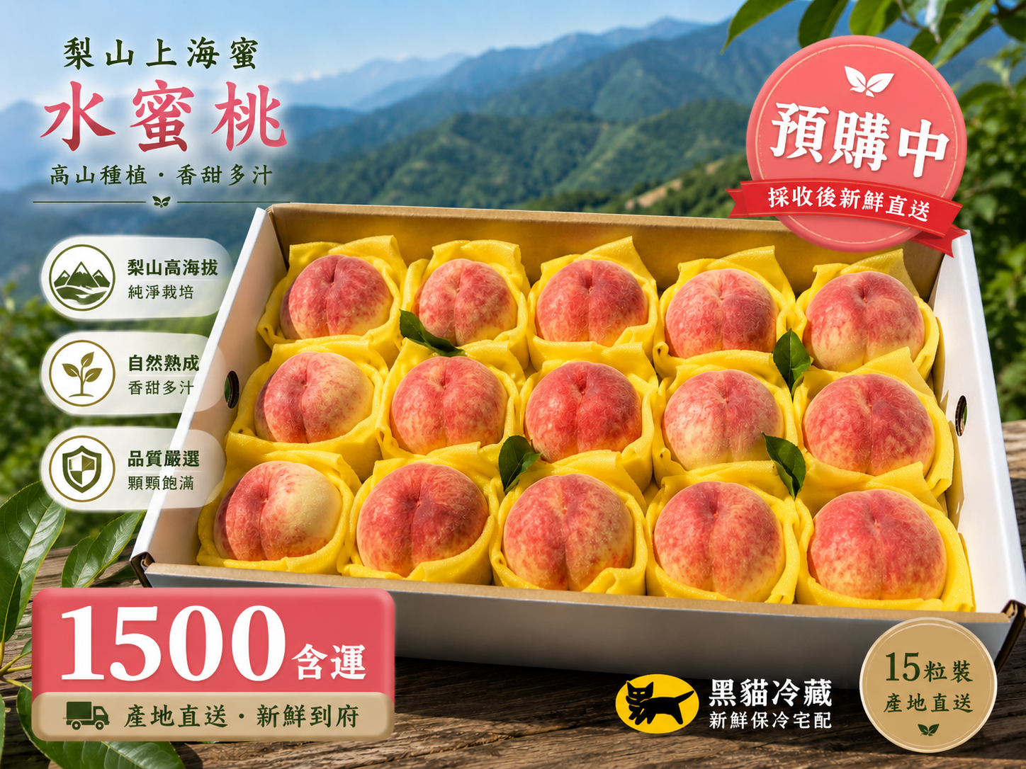 梨山上海蜜水蜜桃（15粒1盒）