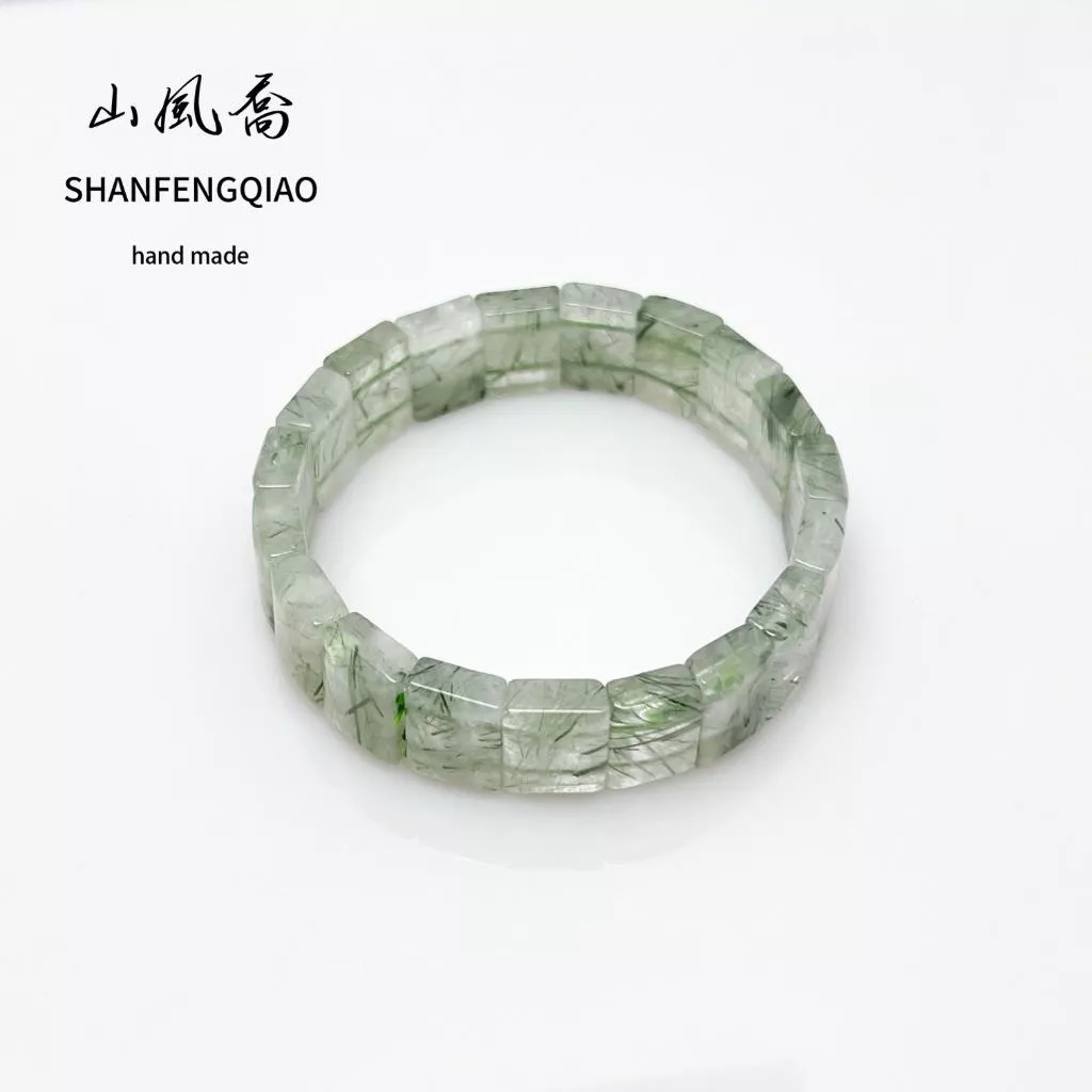 【山風喬】竹林深處 綠髮晶手牌 ·水晶手串 滿串手鍊