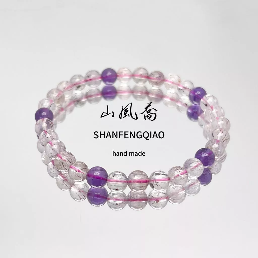 【山風喬】6mm+ 平衡七脈輪全輪，招財、轉運、旺愛情全能 超七素串 ·水晶手鏈 滿串手鍊