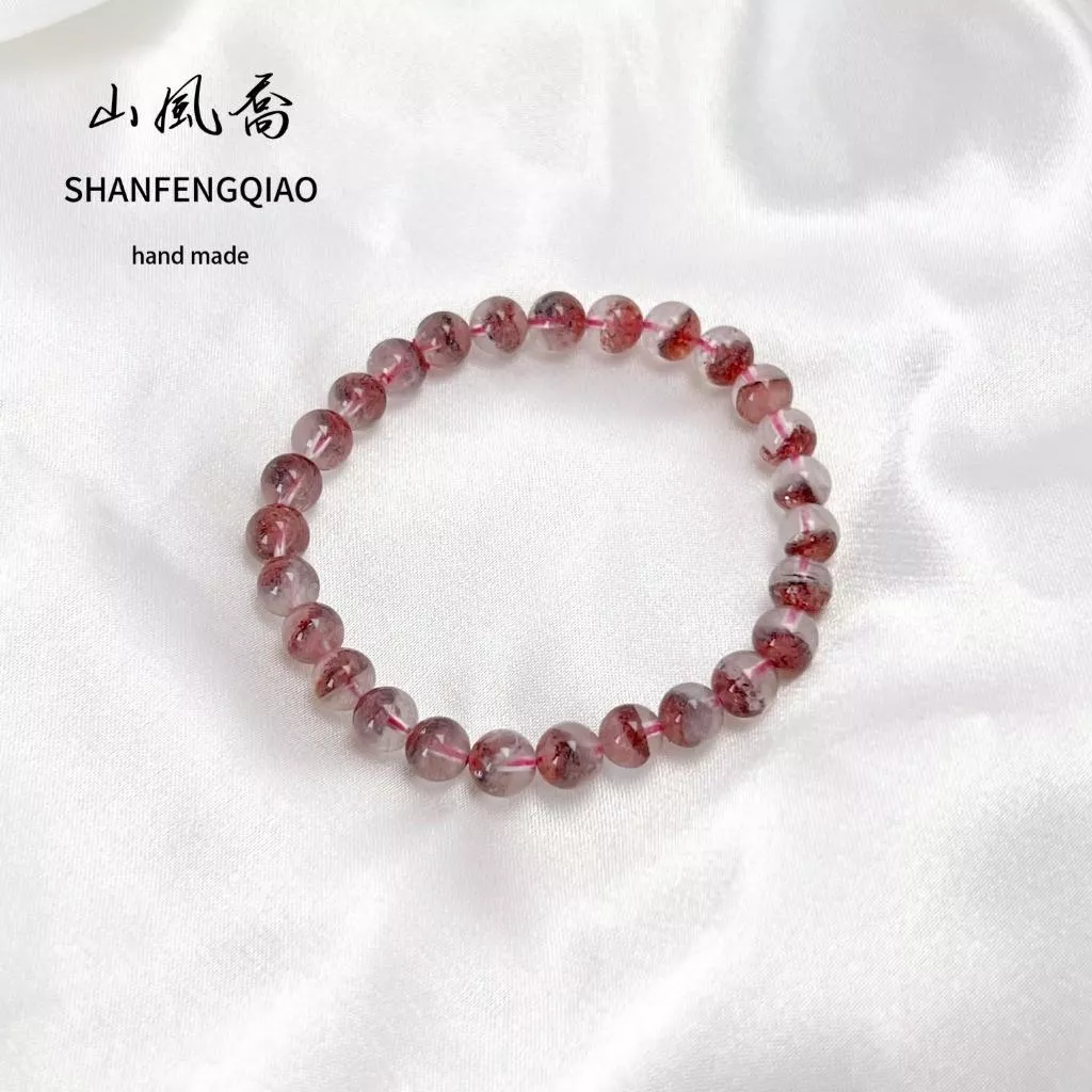 【山風喬】6mm+  金草莓超七 ·水晶手串 滿串手鍊