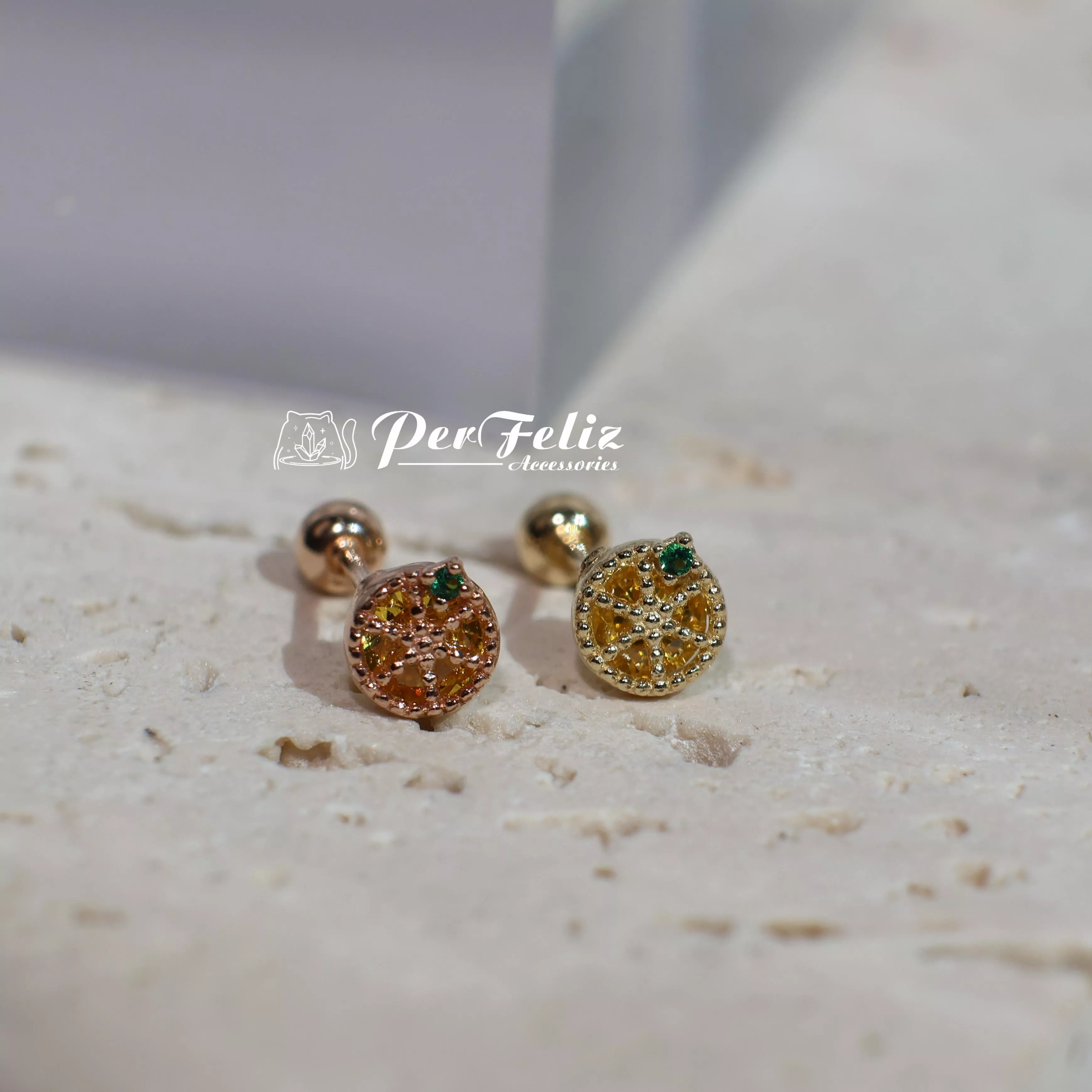 檸檬 轉珠耳環-單支