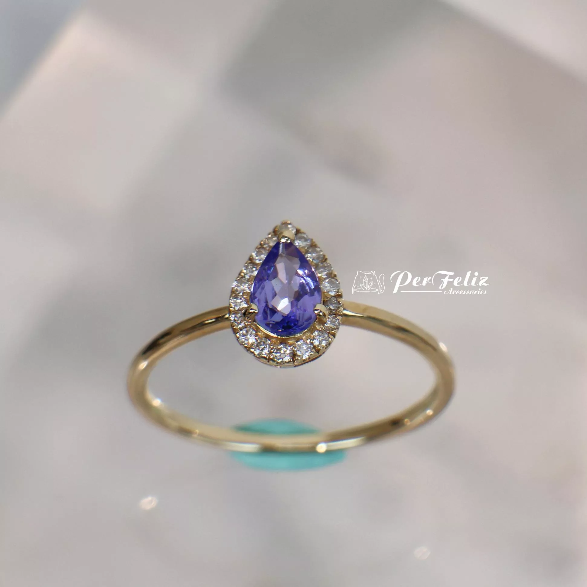 10K 坦桑+鑽石戒指