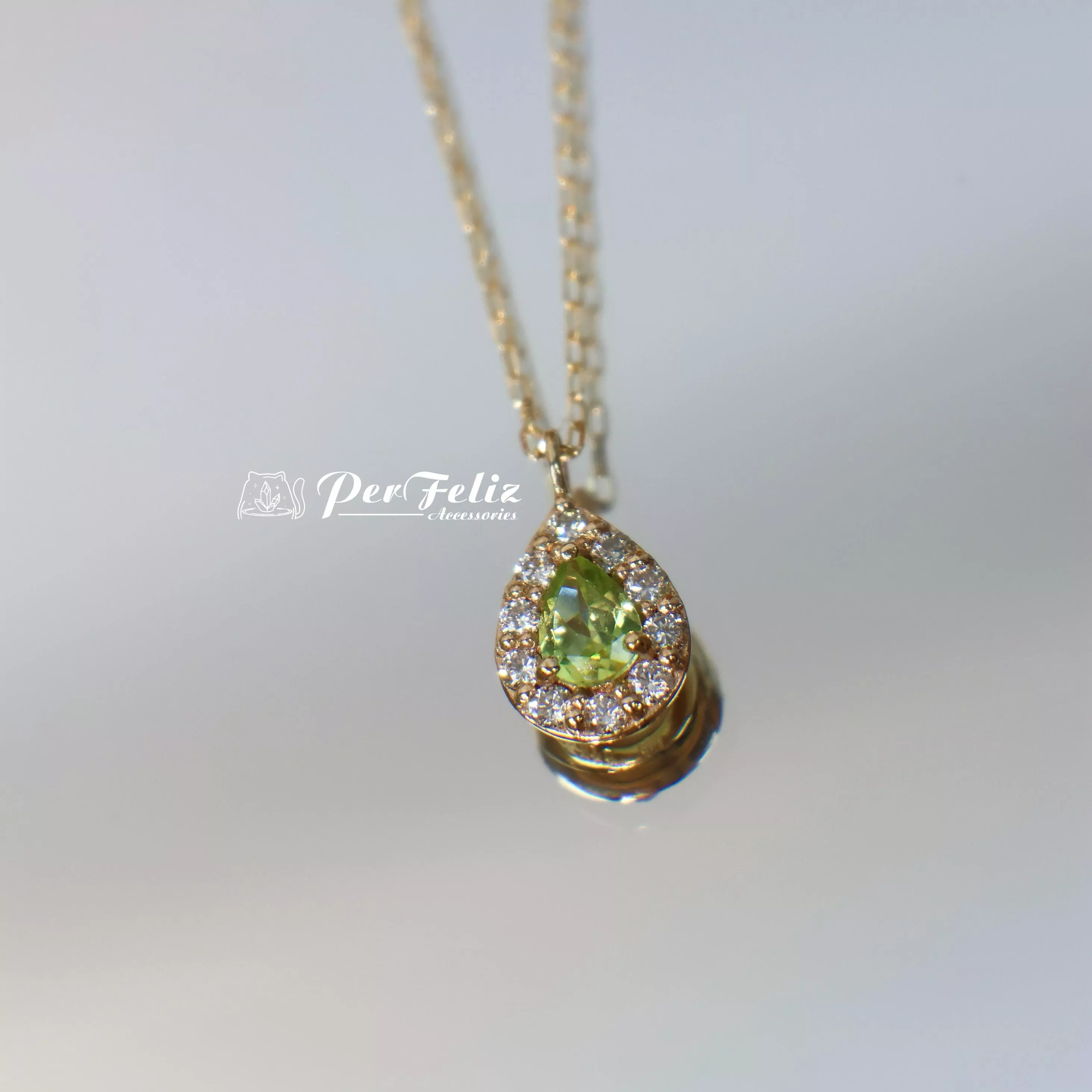 10K 橄欖石+鑽石項鍊