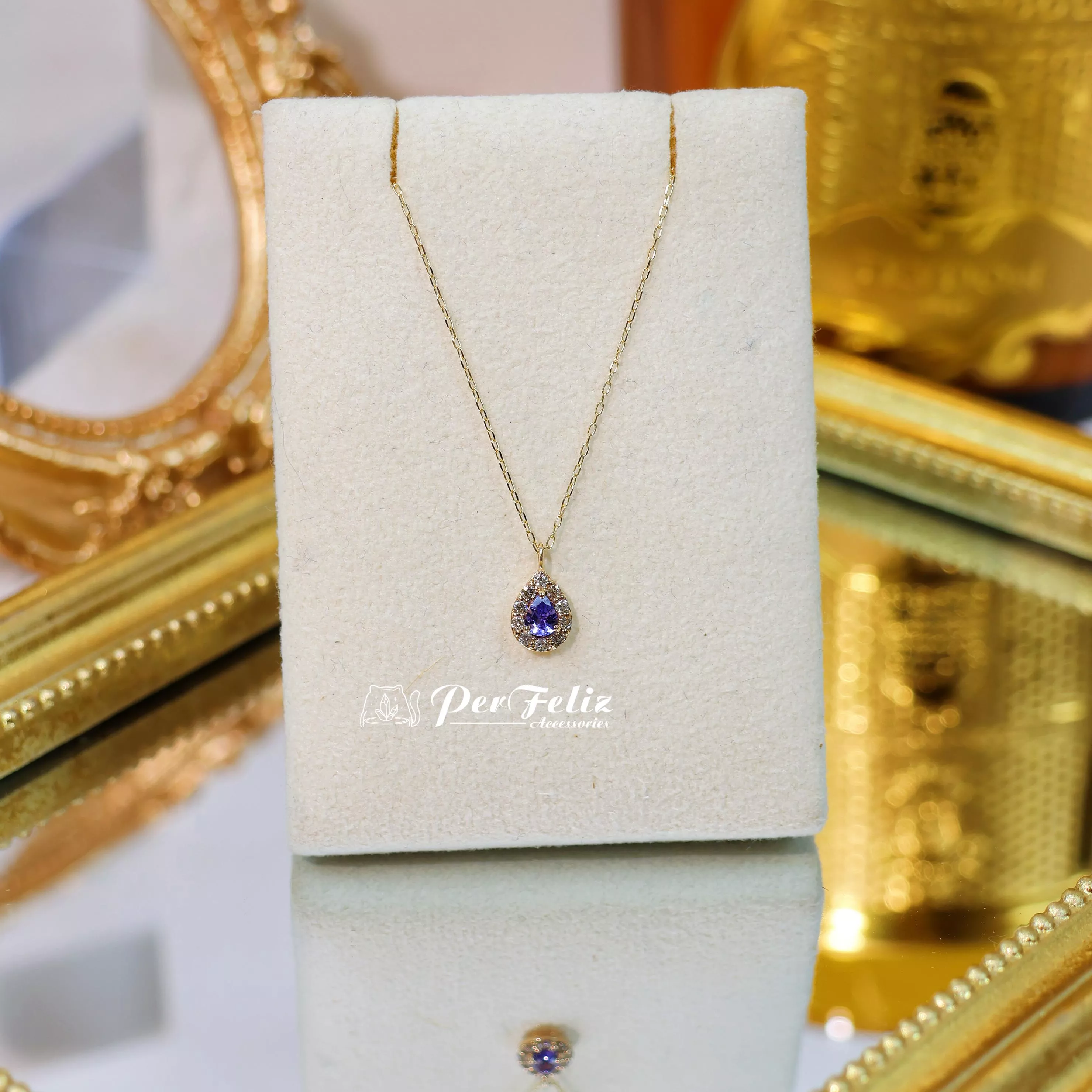 10K 坦桑+鑽石項鍊