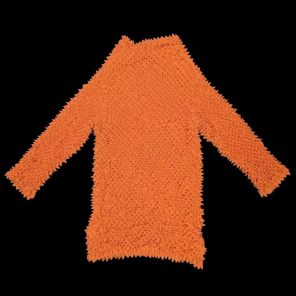 00's Y2K 橘色 長袖爆米花上衣 Popcorn shirt