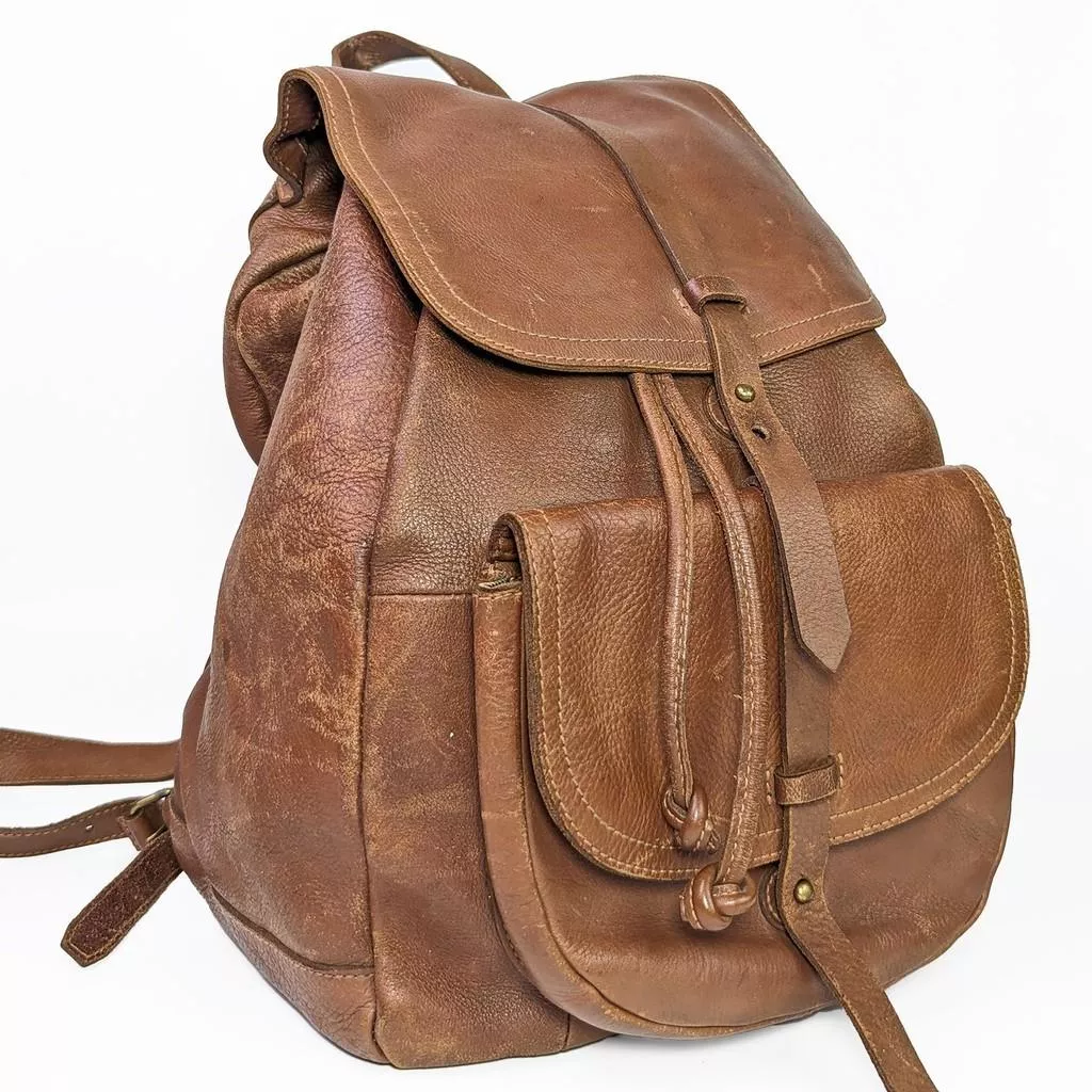 二手Madewell transport rucksack 咖啡色皮革後背包