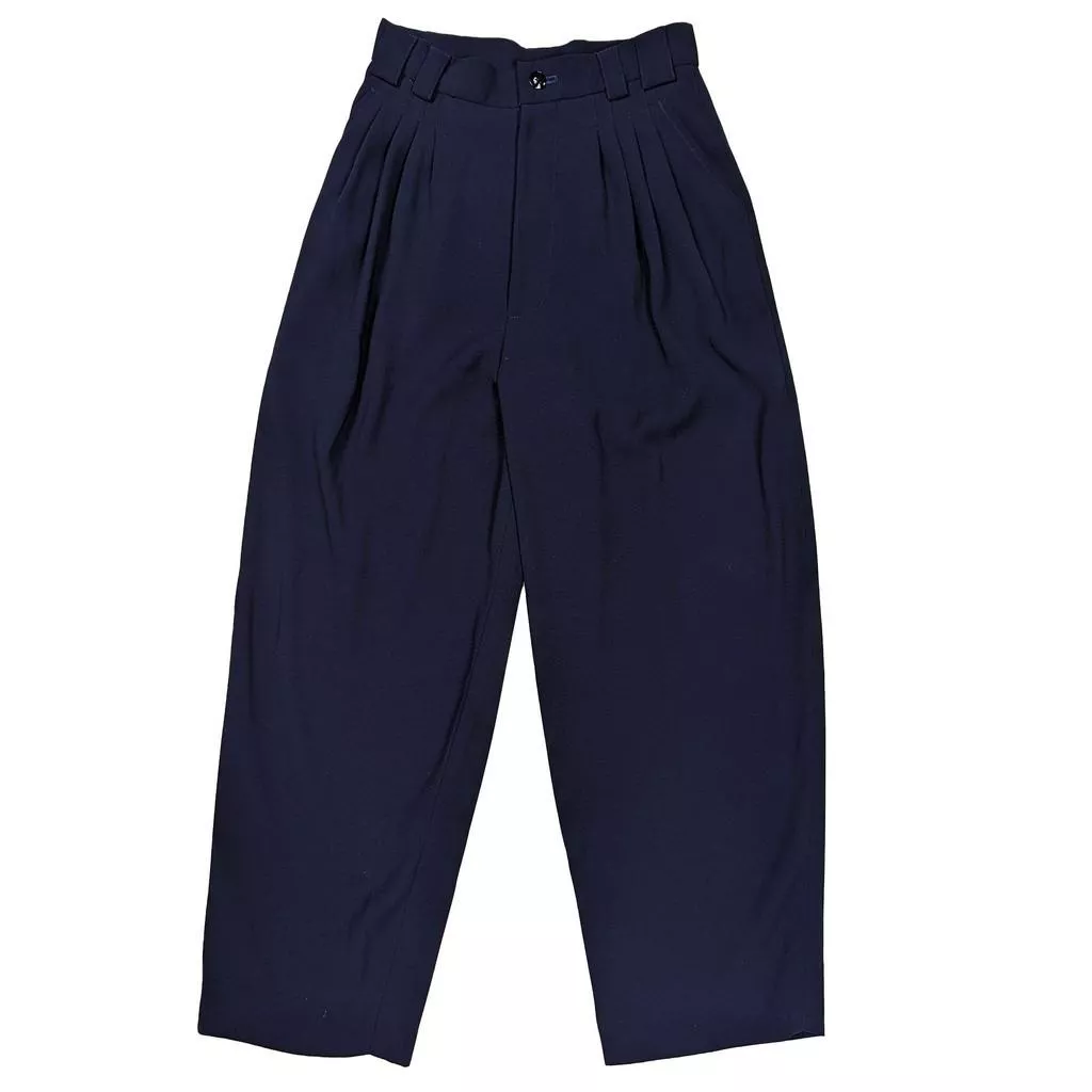 日本昭和Vintage 女打折高腰藍色長褲