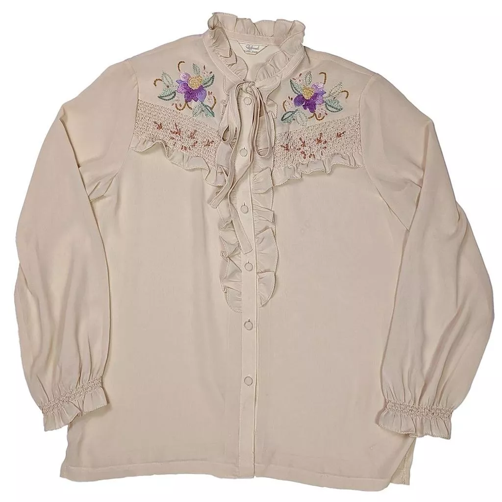 Vintage 日本昭和女刺繡襯衫