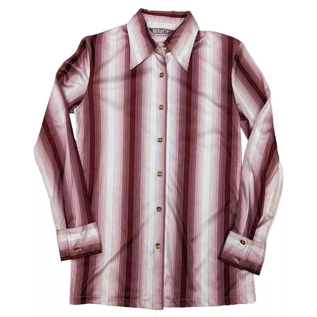 日本昭和Vintage 70'S 女合身Polyester)條紋襯衫