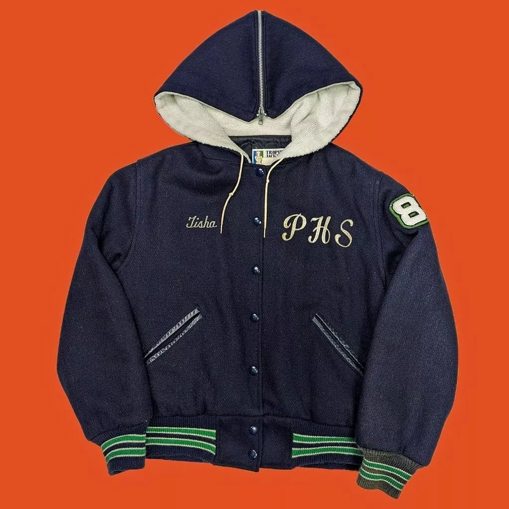 Vintage 80's 美製  Varsity jacket 連帽 校園運動外套 棒球外套