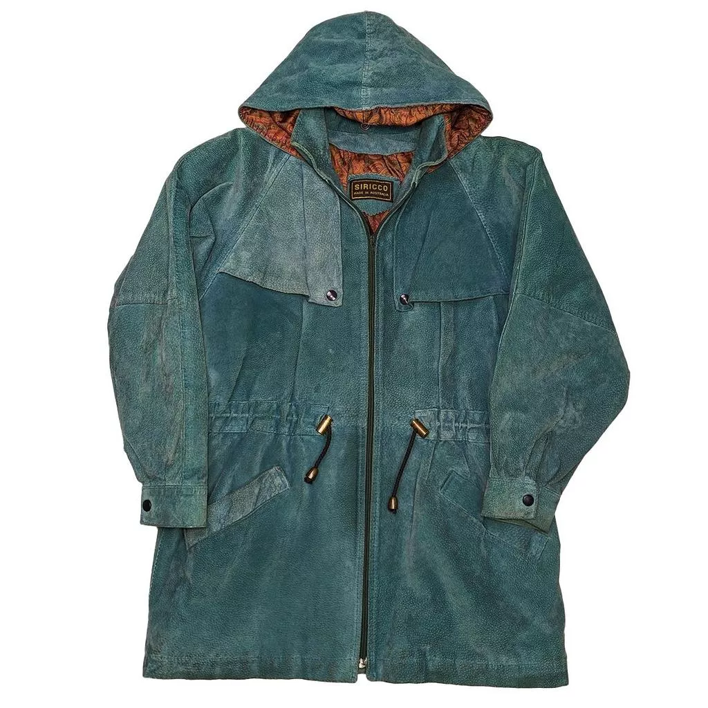 Vintage 澳洲麂皮連帽風衣外套