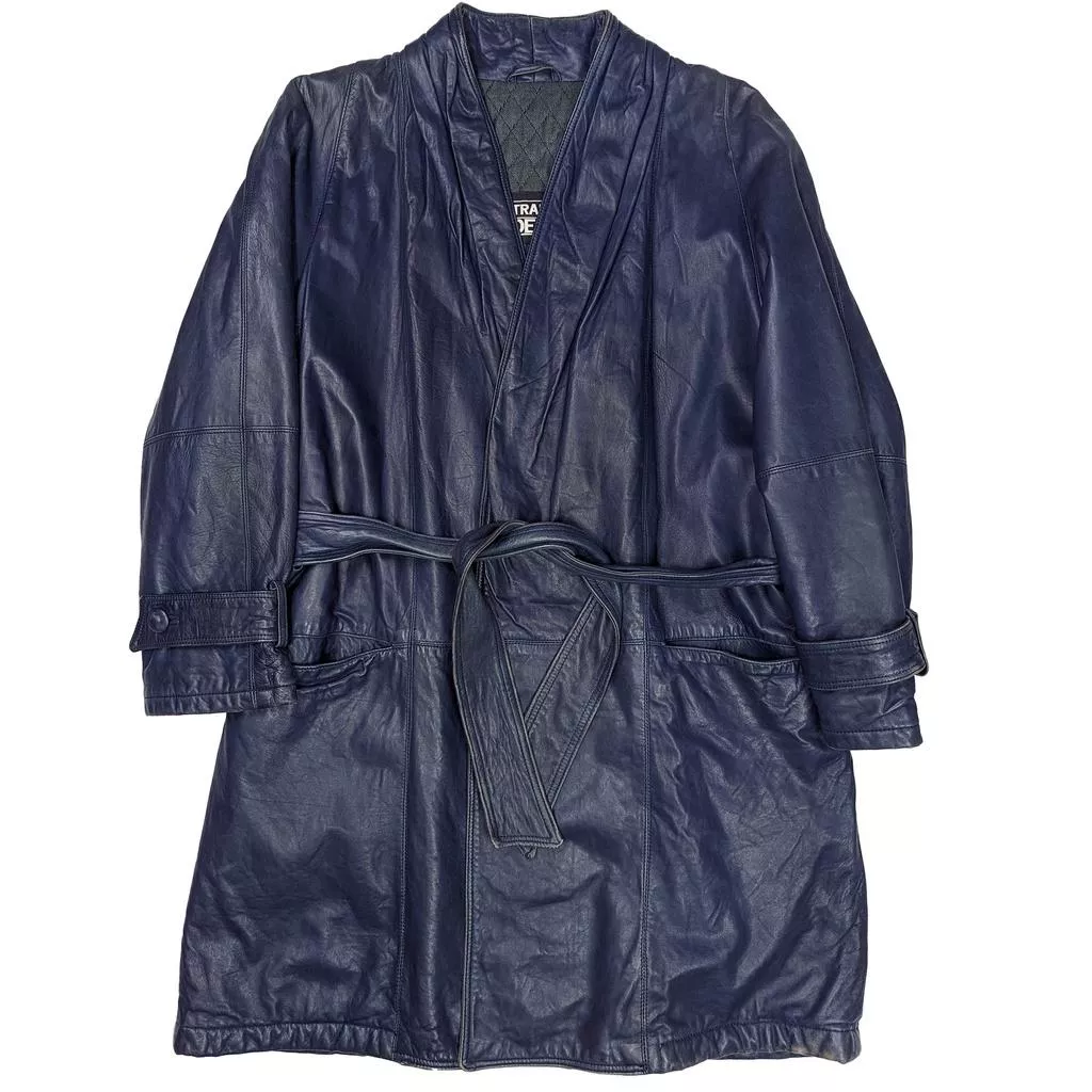 Vintage 義大利藍色真皮大衣
