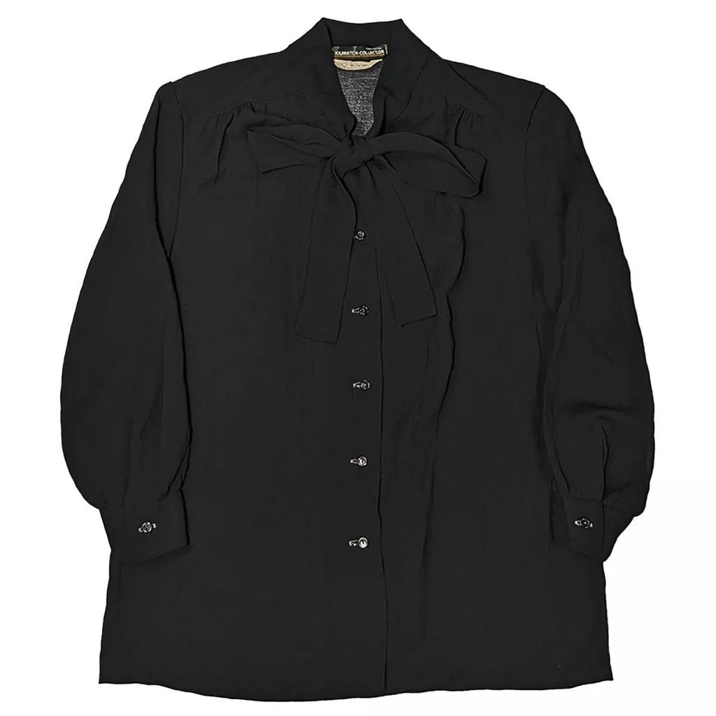 昭和日本女古著黑色透紗襯衫