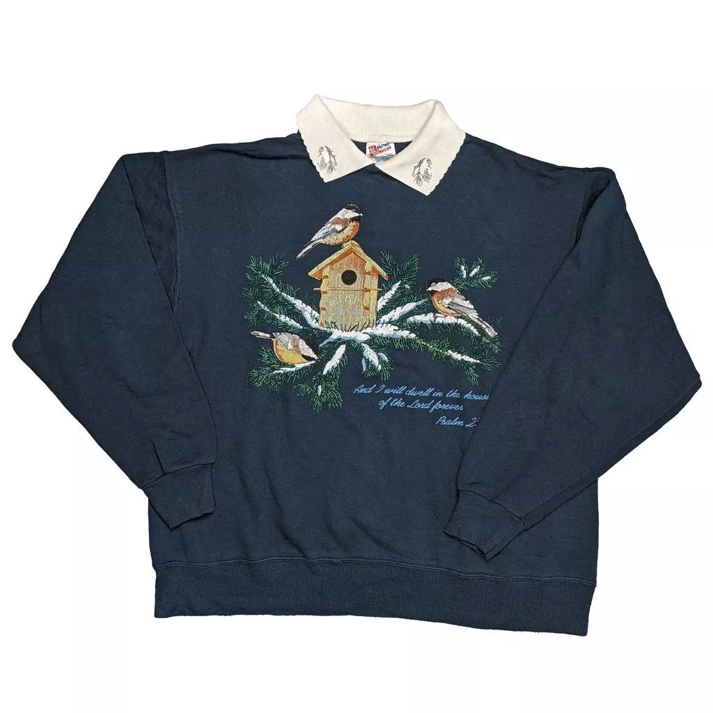 Vintage 90's  Sweatshirt 鳥屋雪景 古著美製大學T