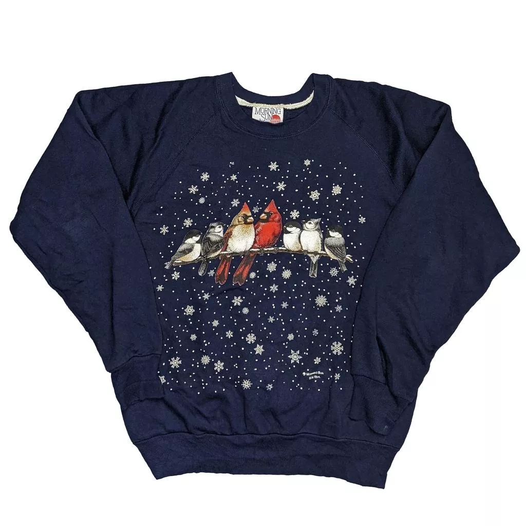 Vintage 90年代 Morning Sun Sweatshirt 雪花 鳥 古著大學T恤