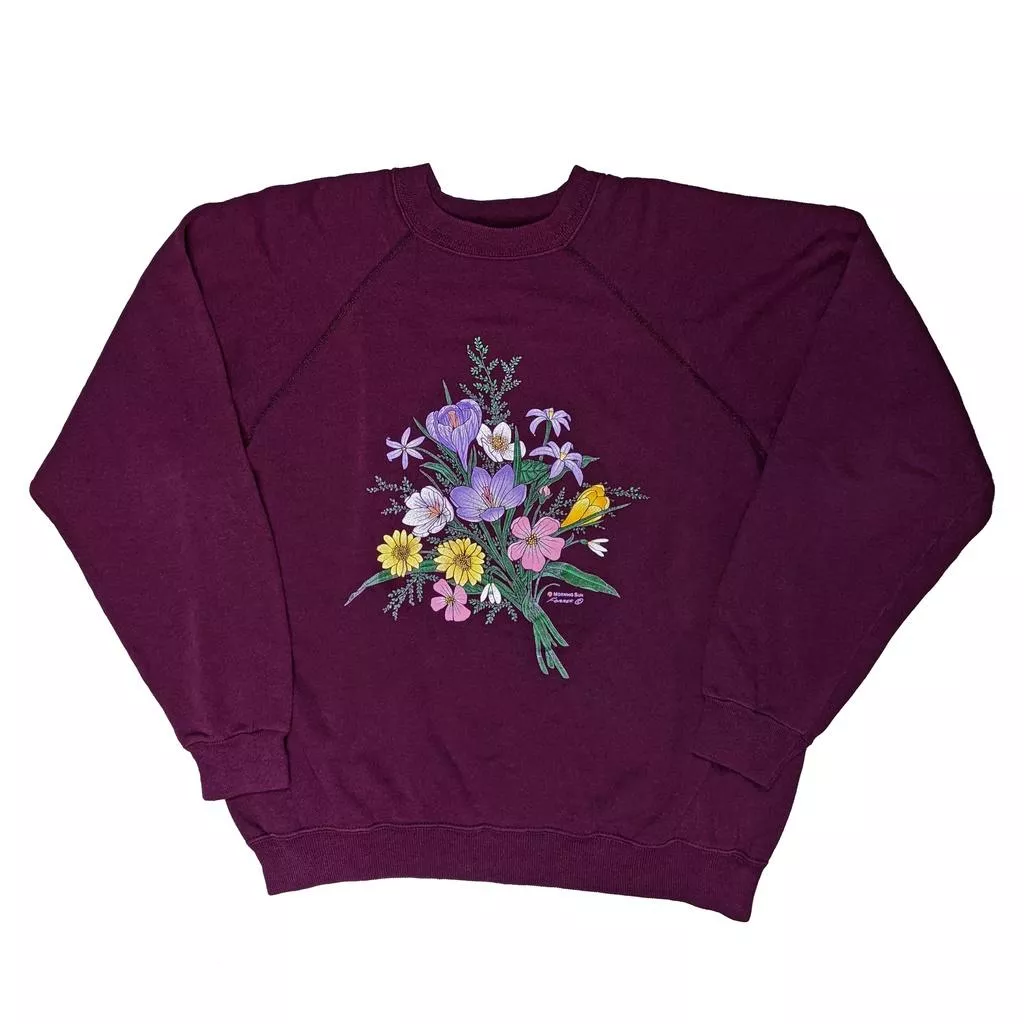 Vintage 90年代 美製花卉 古著大學T  Morning Sun Sweater