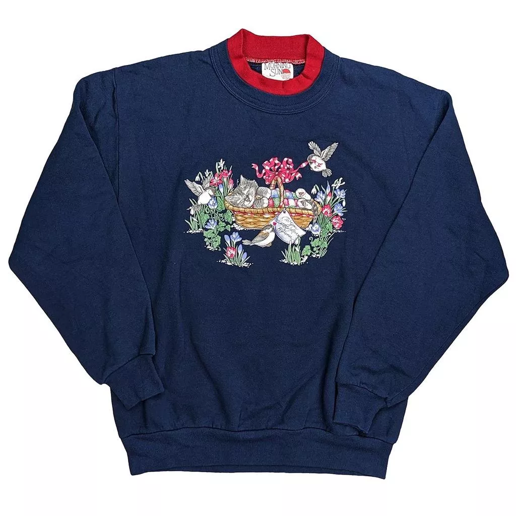 Vintage 美製 Morning Sun 睡覺貓咪 大學T