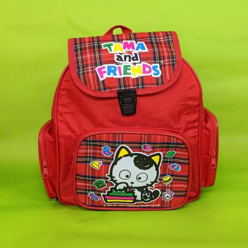 90年代 日本 Tama&Friends 紅色格紋 後背包