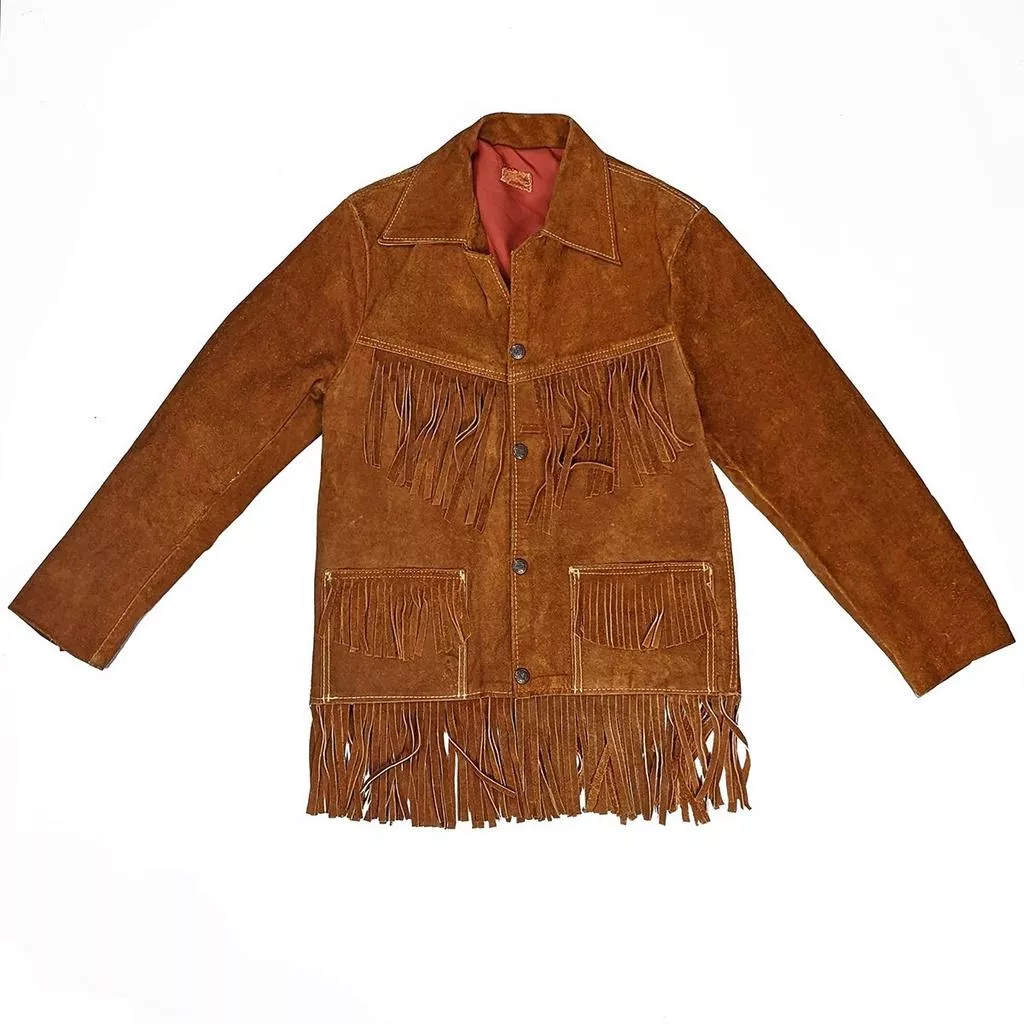 Vintage 女生尺寸麂皮流蘇外套