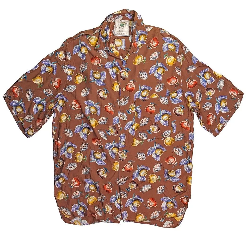 FARM & FIRESIDE 植物圖紋花襯衫 義大利製 夏威夷衫 古著襯衫