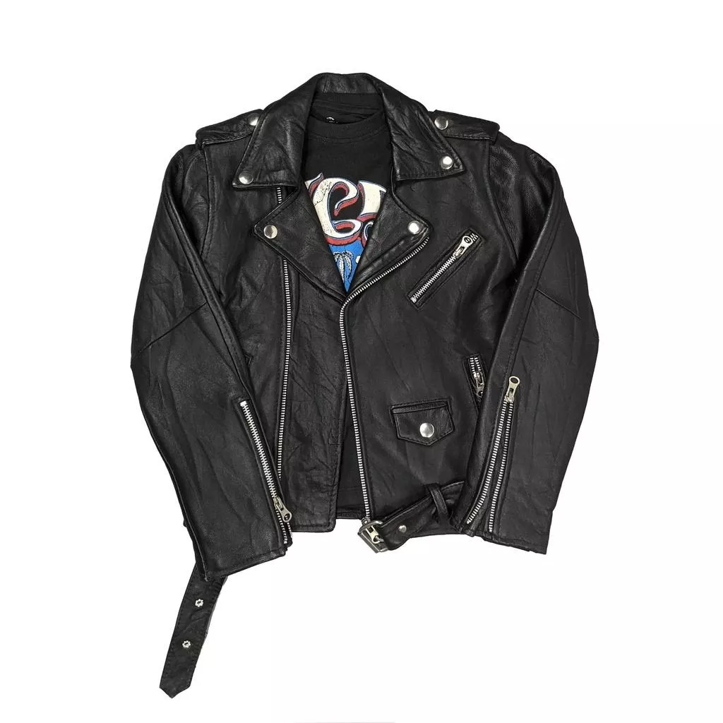 兒童尺寸真皮騎士夾克 　