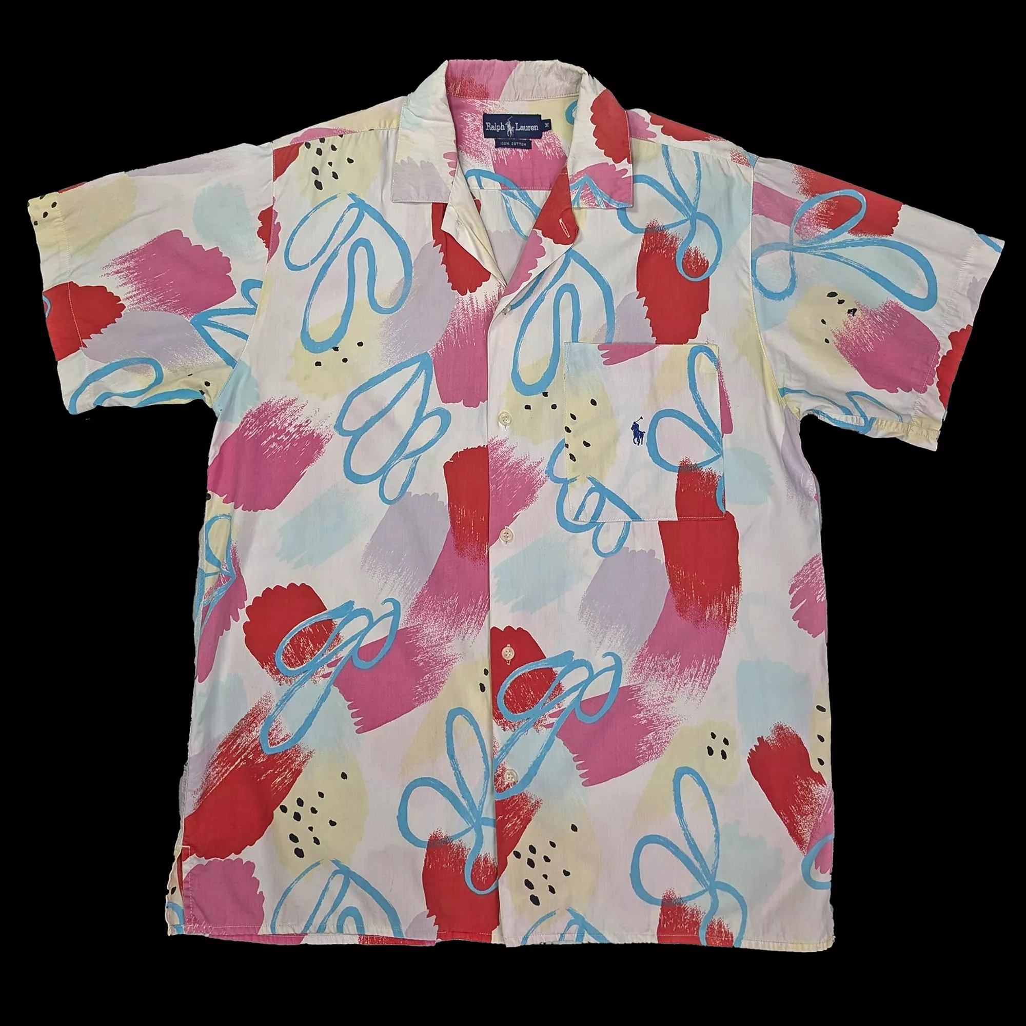 90's Vintage Ralph Lauren 線條塗鴉短袖襯衫