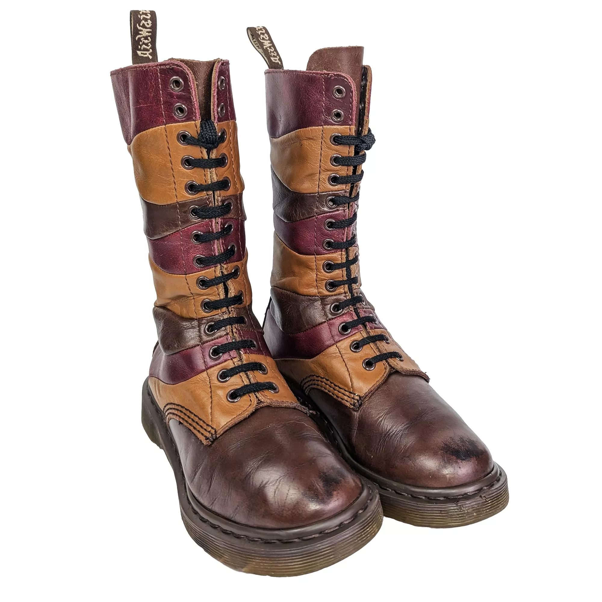 Dr.Marten 拼接配色14孔靴