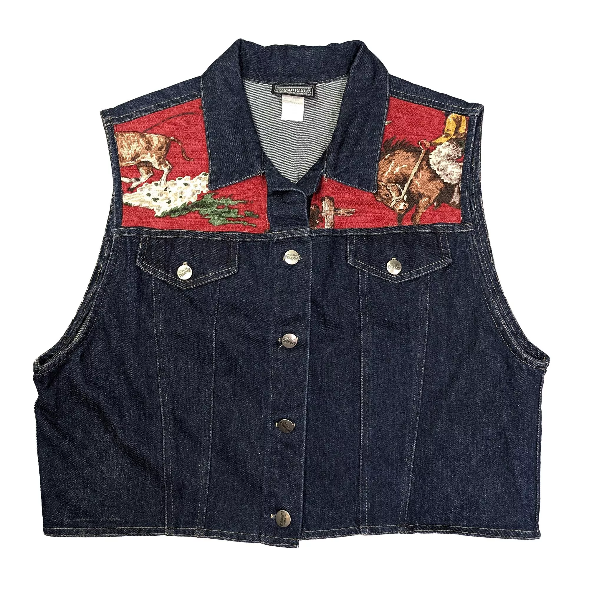 Vintage Roughrider Western Denim Vest 美製牛仔拼布背心