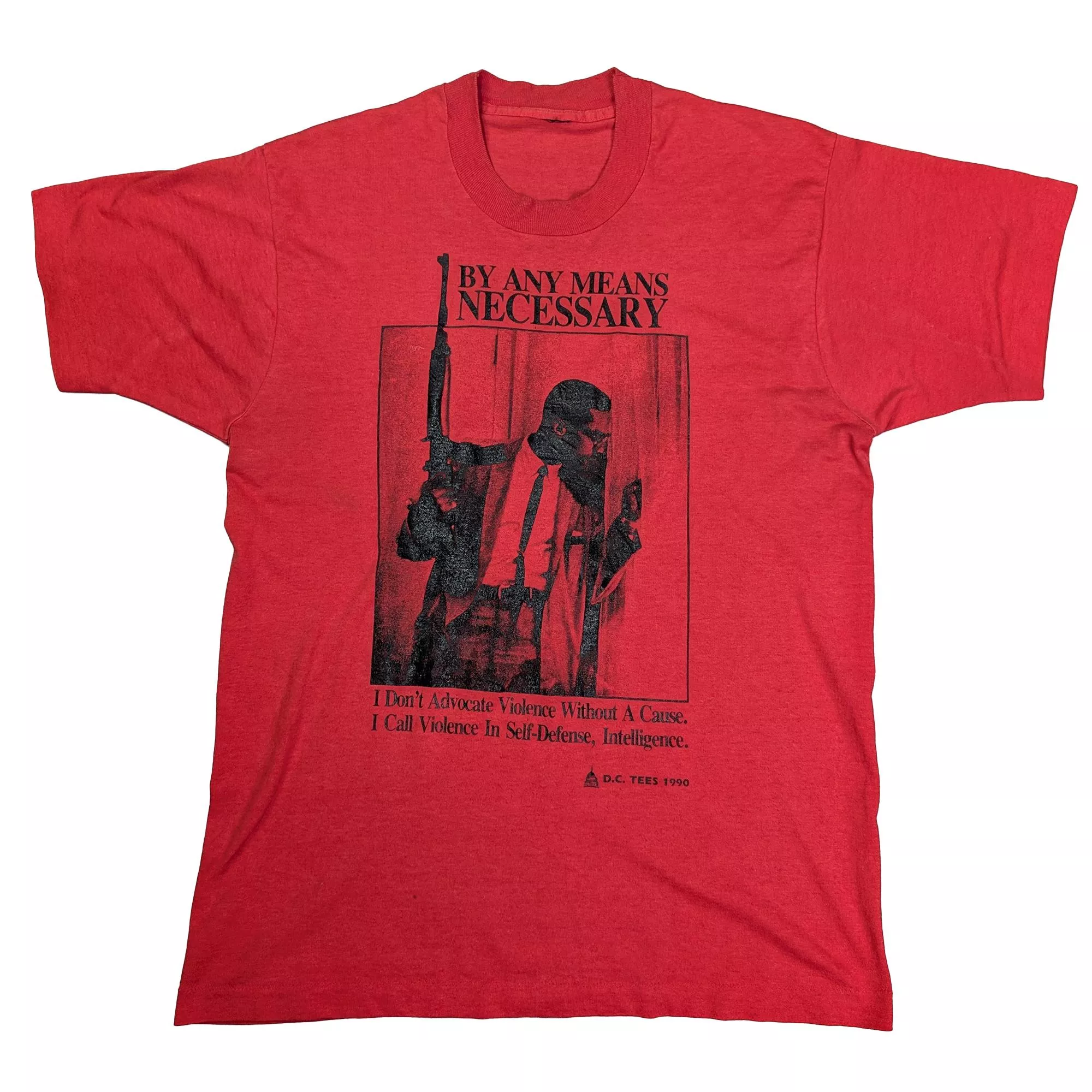 90's Malcolm X“ By Any Means Necessary”經典照名言T恤