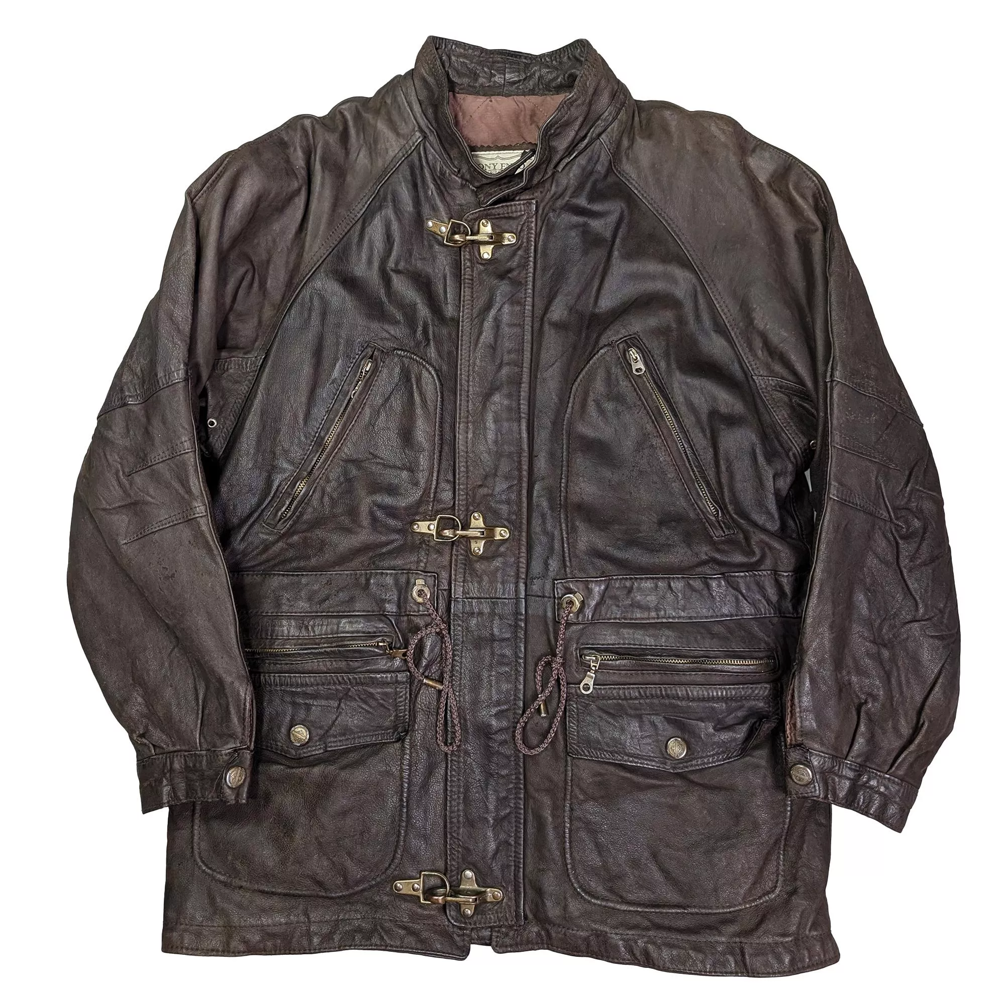 80's Vintage Tony Enzo Leather Fireman Clips Jacket 消防扣皮衣外套