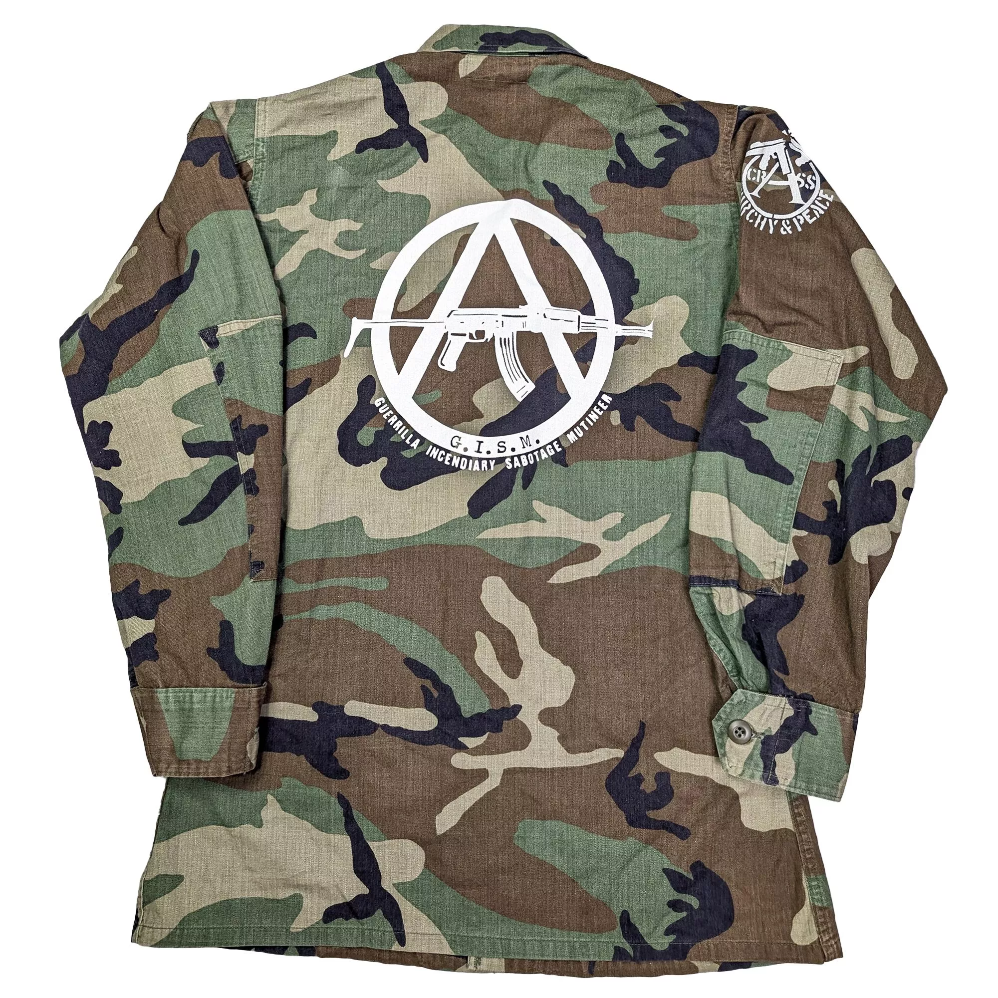 美軍 BDU叢林迷彩 GISM CRASS絹印加工 龐克迷彩上衣