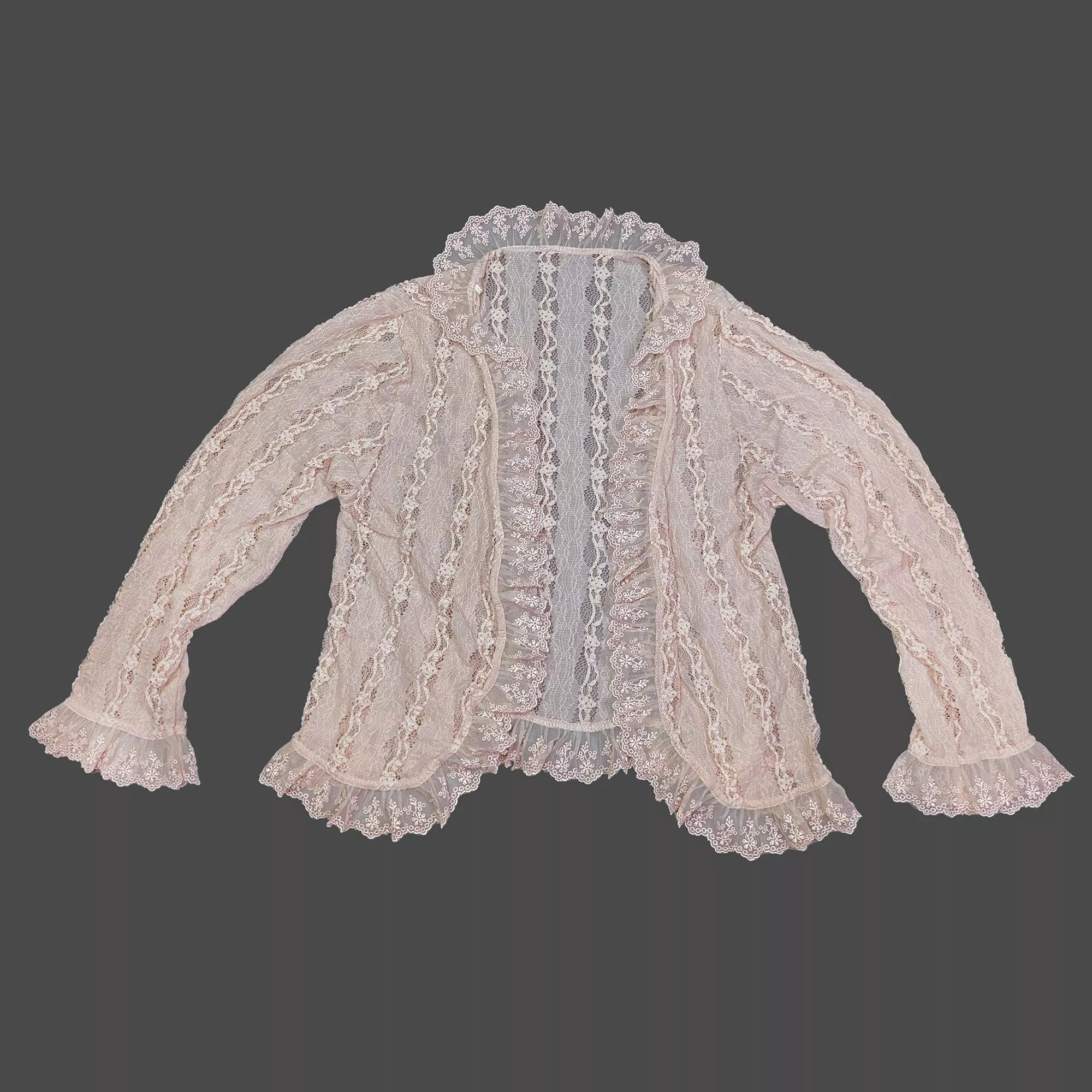 Sheer Lace Ruffle Cardigan 蕾絲荷葉邊罩衫外套