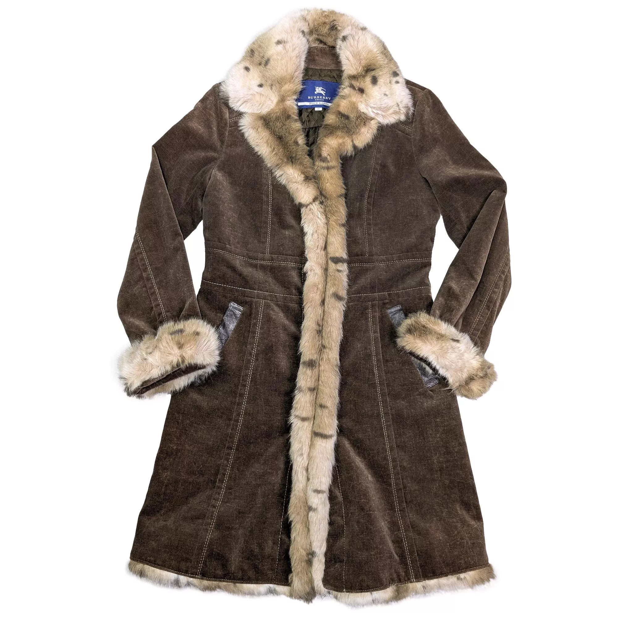 00's Burberry Blue Label Fur Trim Corduroy Coat 燈芯絨長大衣