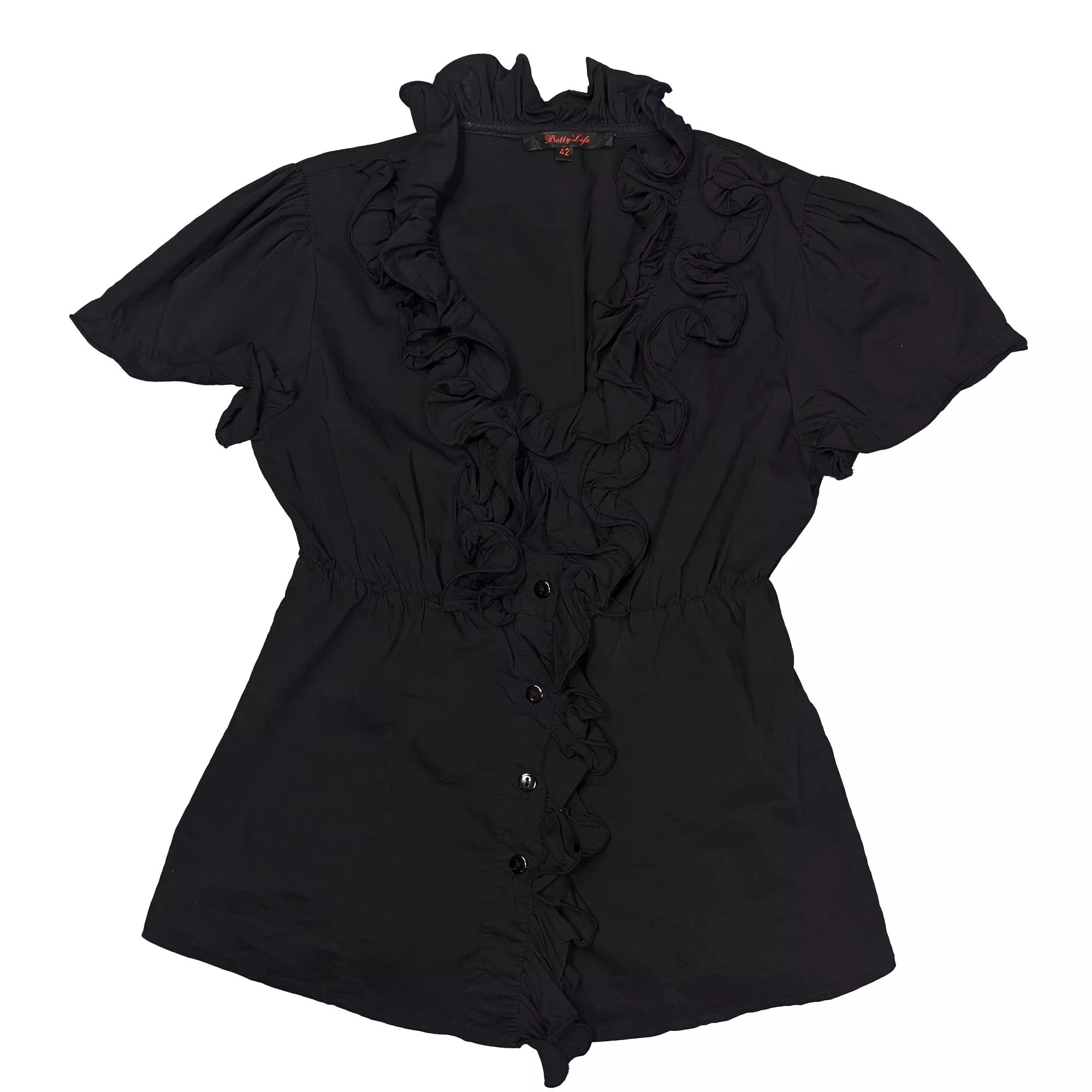 00's Y2K Vintage Ruffle Blouse 荷葉邊短袖上衣