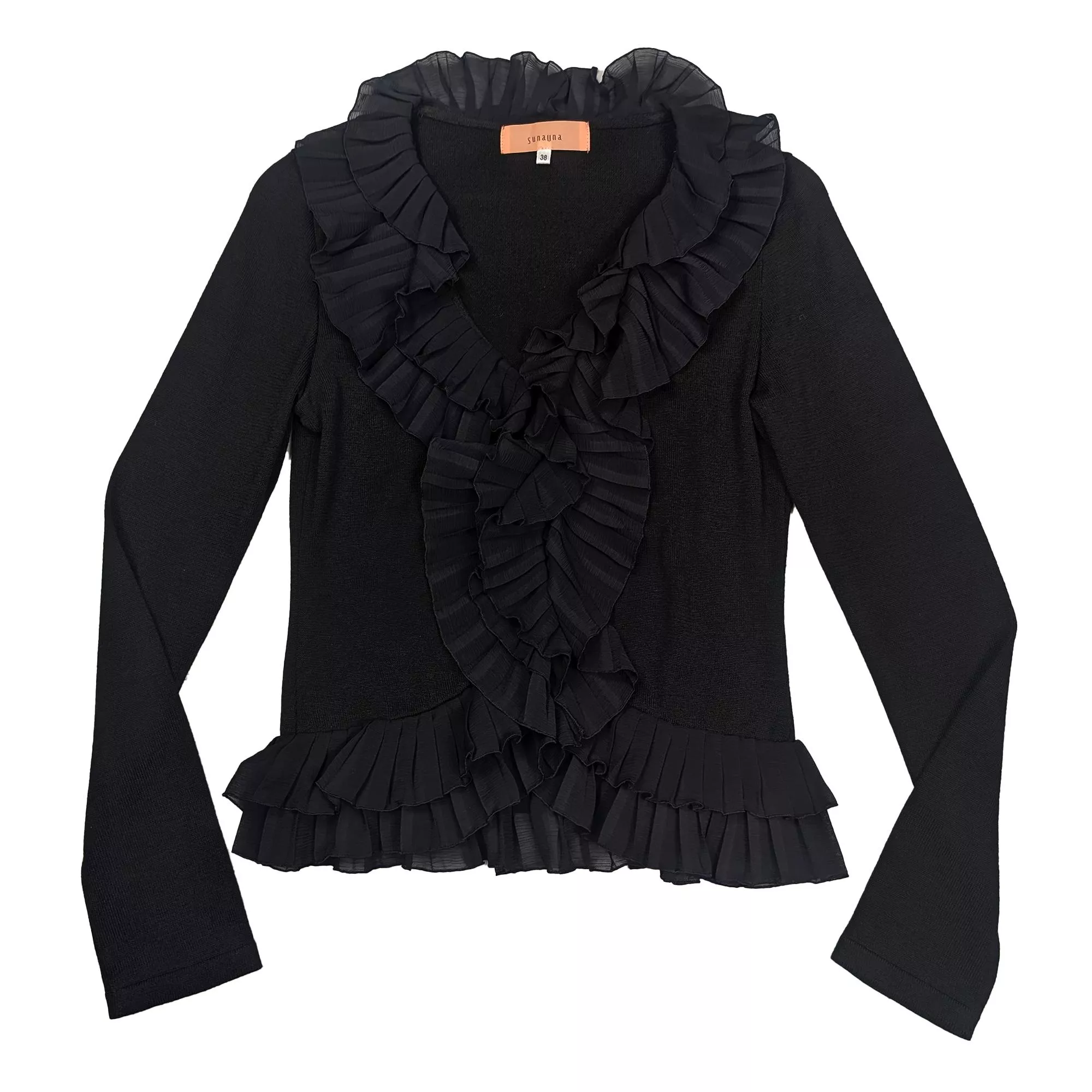 00's Y2K Vintage s Ruffle Knit Top 荷葉邊針織上衣