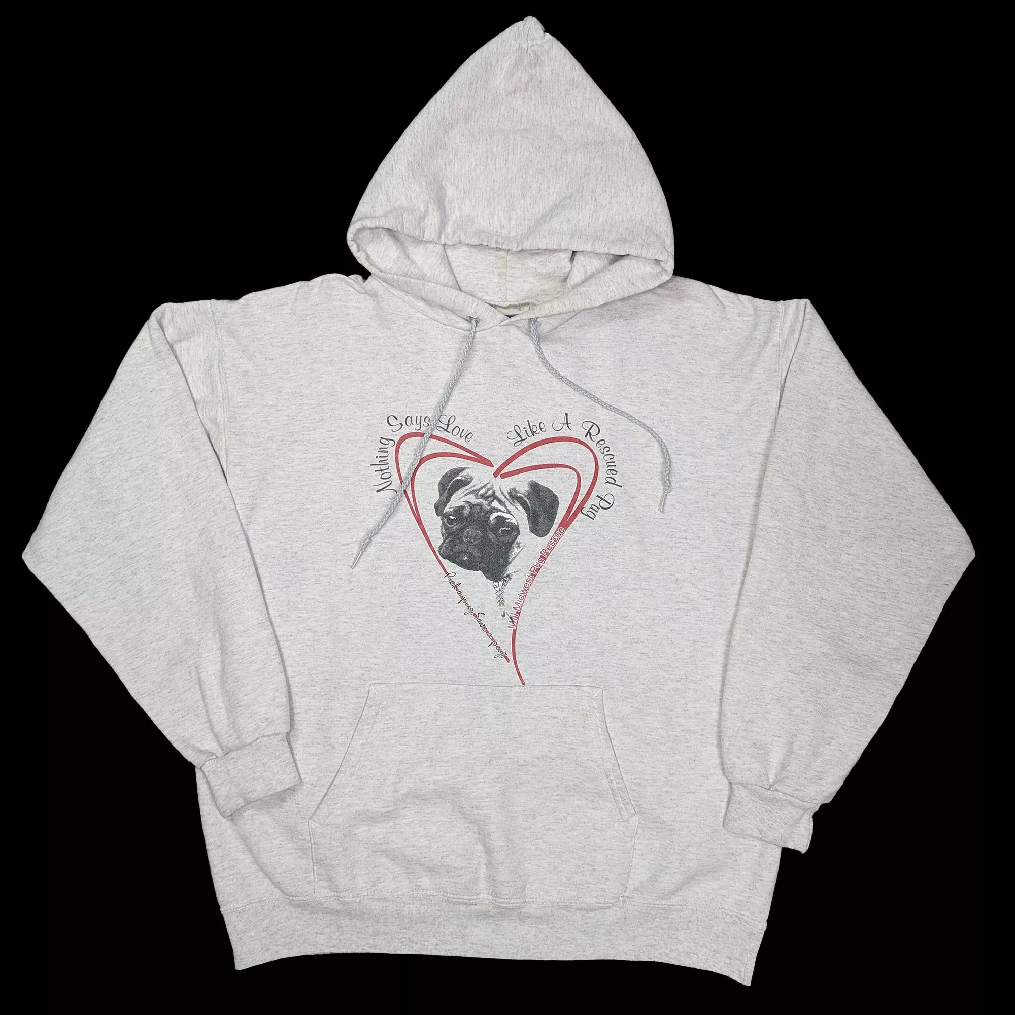 Vintage Pug Dog Rescue Hoodie Sweatshirt 巴哥犬連帽T