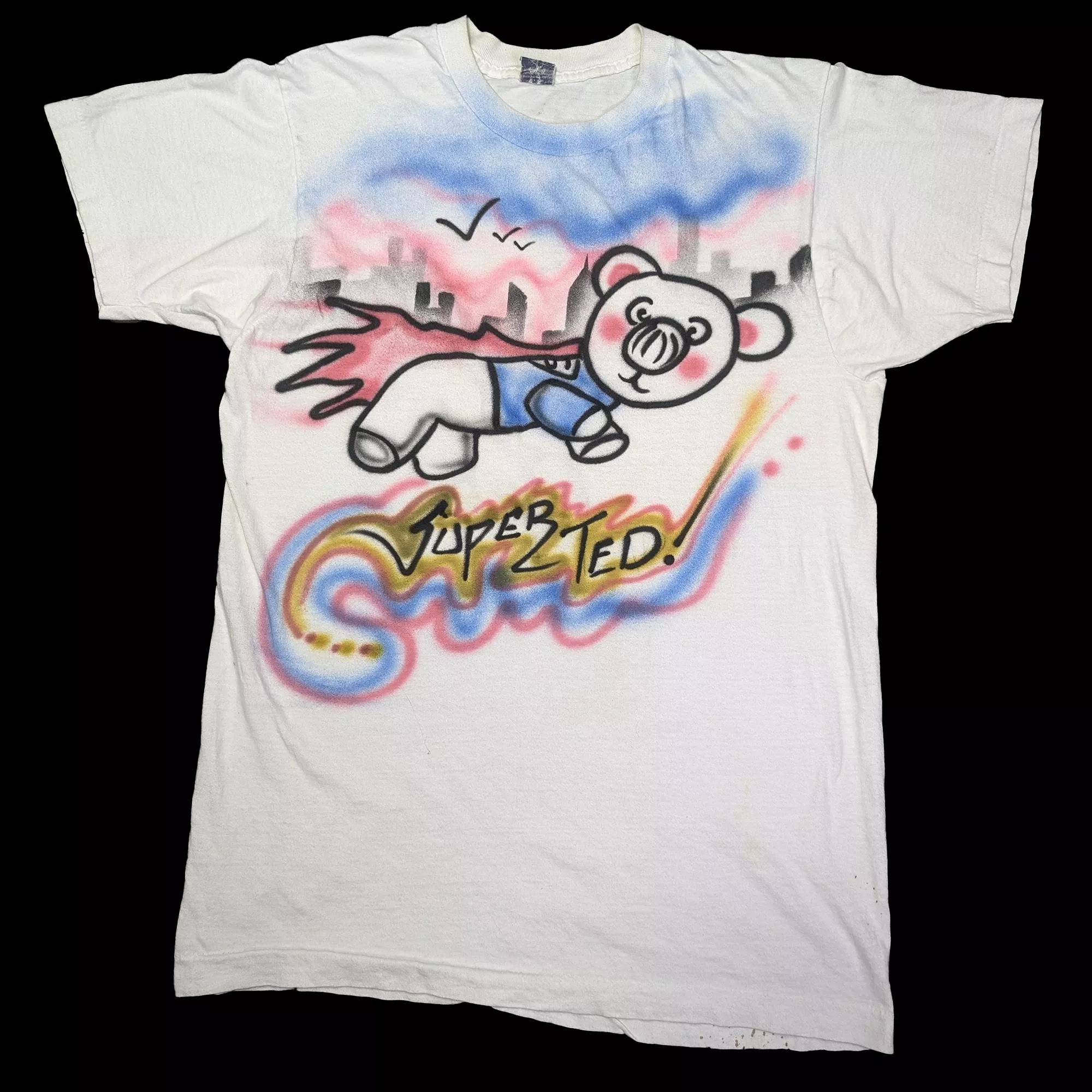 80's Vintage Super Ted 手工Airbrush噴槍飛天豬T恤