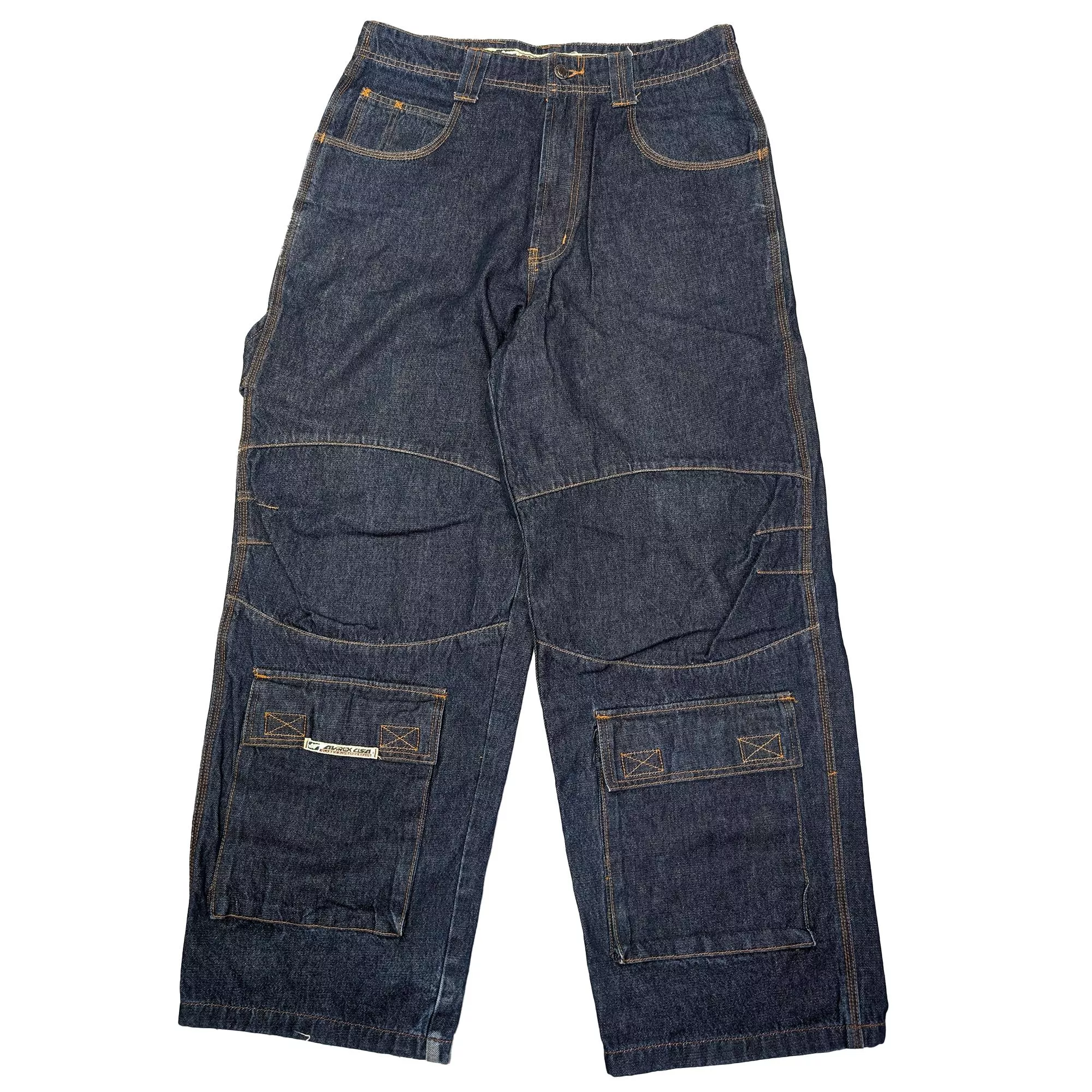 90's 00's Y2K AVIREX USA Denim Carpenter Pants 牛仔工裝寬褲 34吋