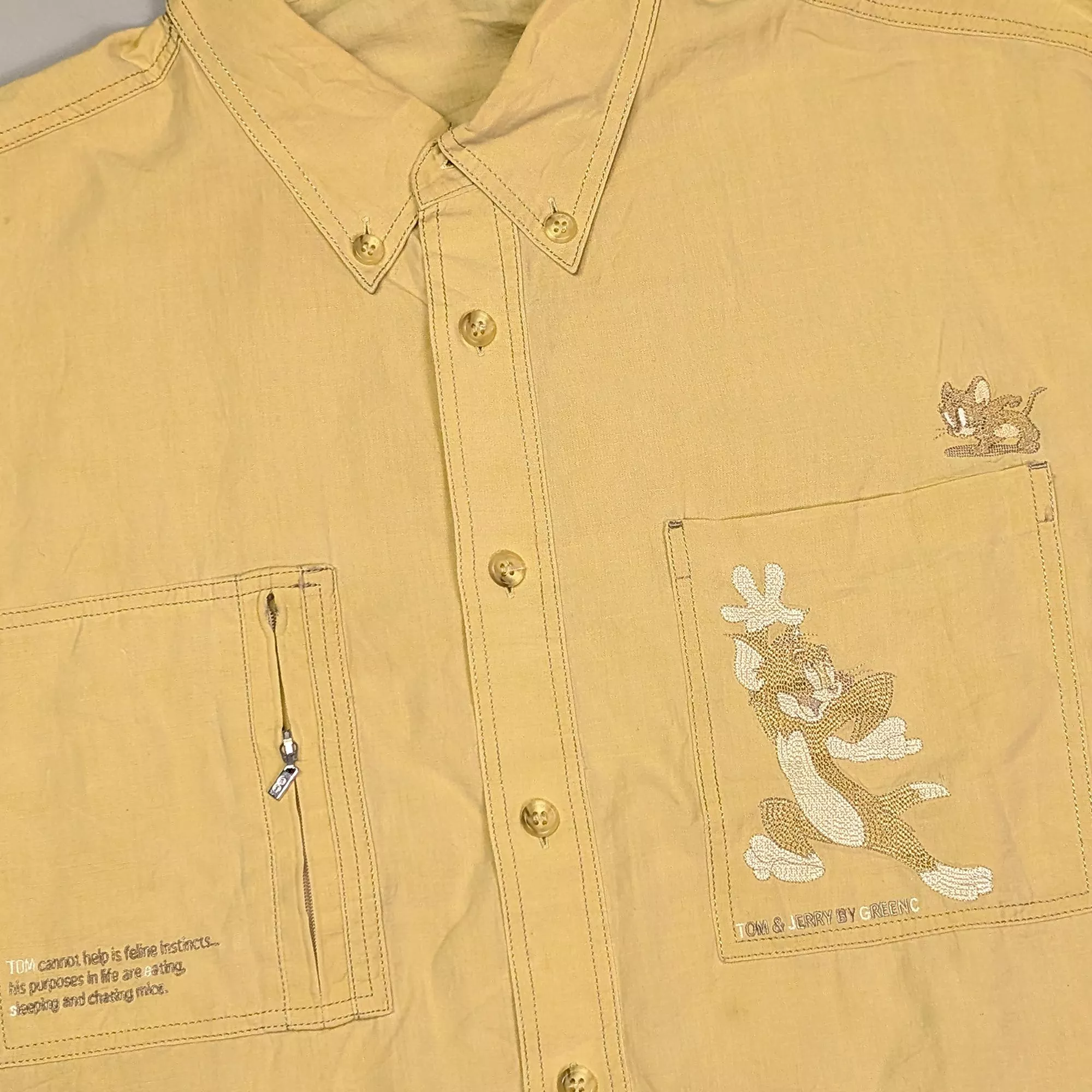 00's 日本 Tom & Jerry 刺繡長袖襯衫