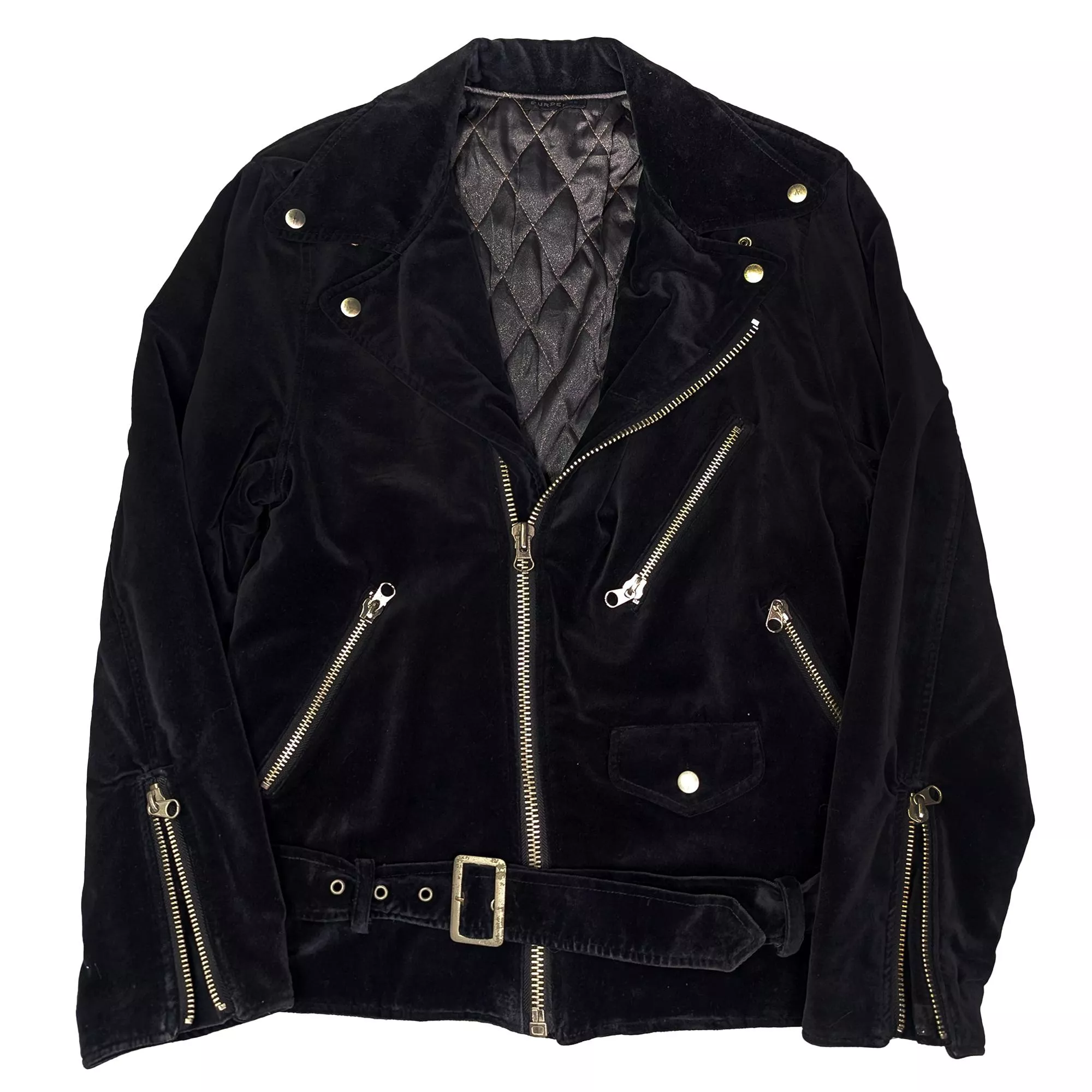 Vintage 90's 黑色絲絨鋪絨騎士夾克