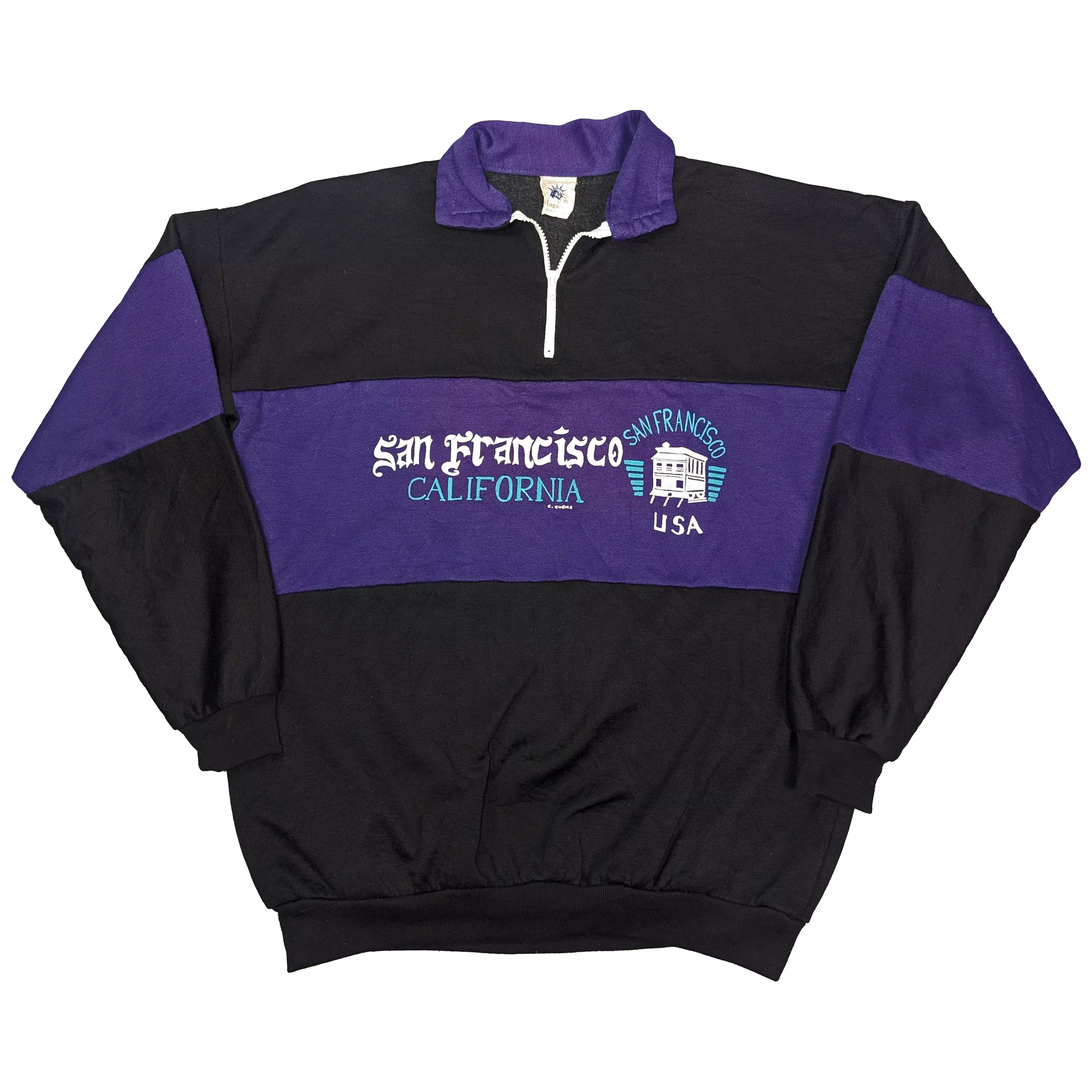 Vintage San Francisco CA Quarter Zip Sweater美製半開式拉鍊長袖大學T