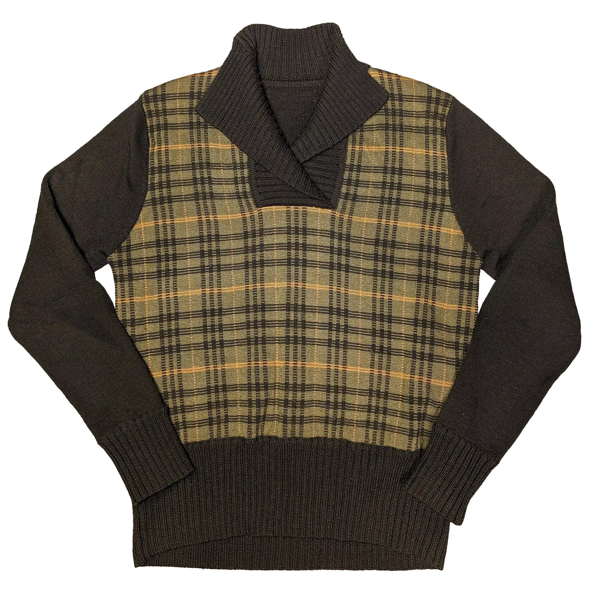 Vintage Women Plaid Knit Sweater 女格紋針織上衣