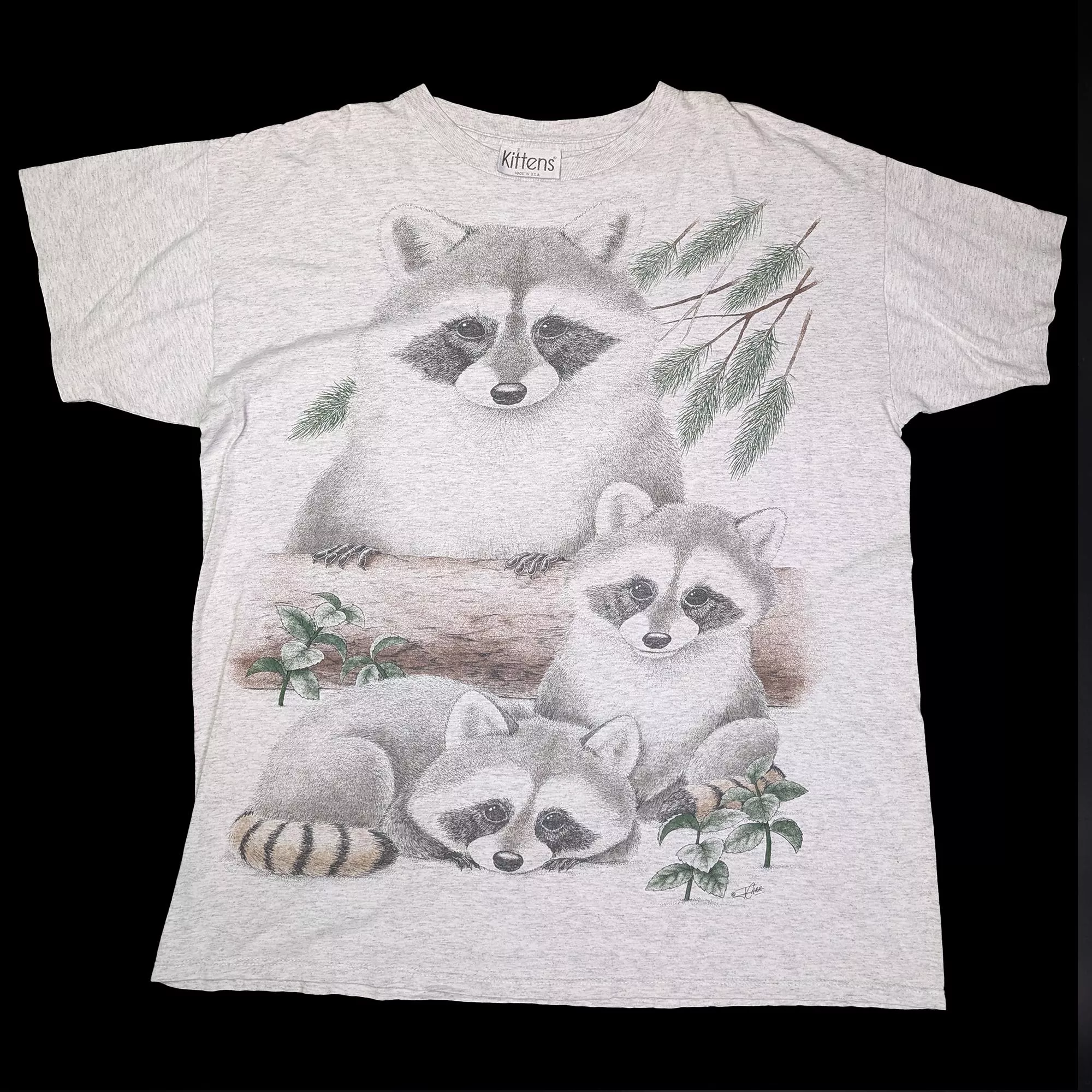 Vintage 90s 美製 浣熊家族 Oversize 短袖T恤